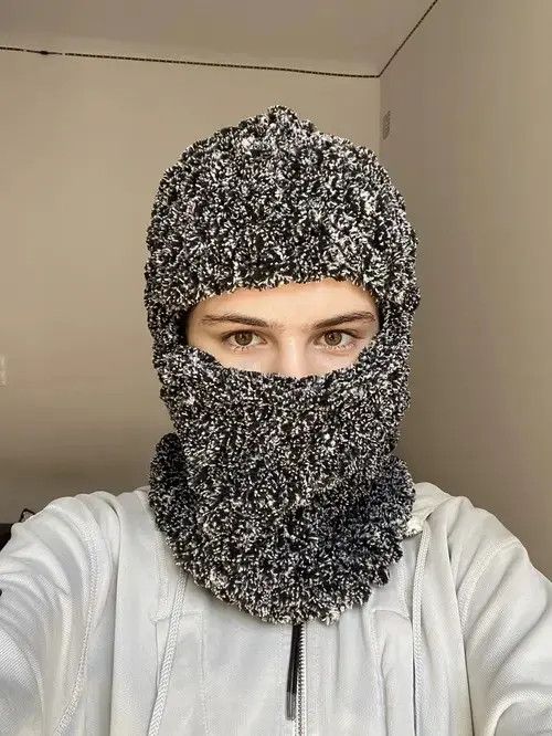 VIBE Handmade Knitted Balaclava Ski Mask Bunny Panda Style Size ONE SIZE - 1 Thumbnail