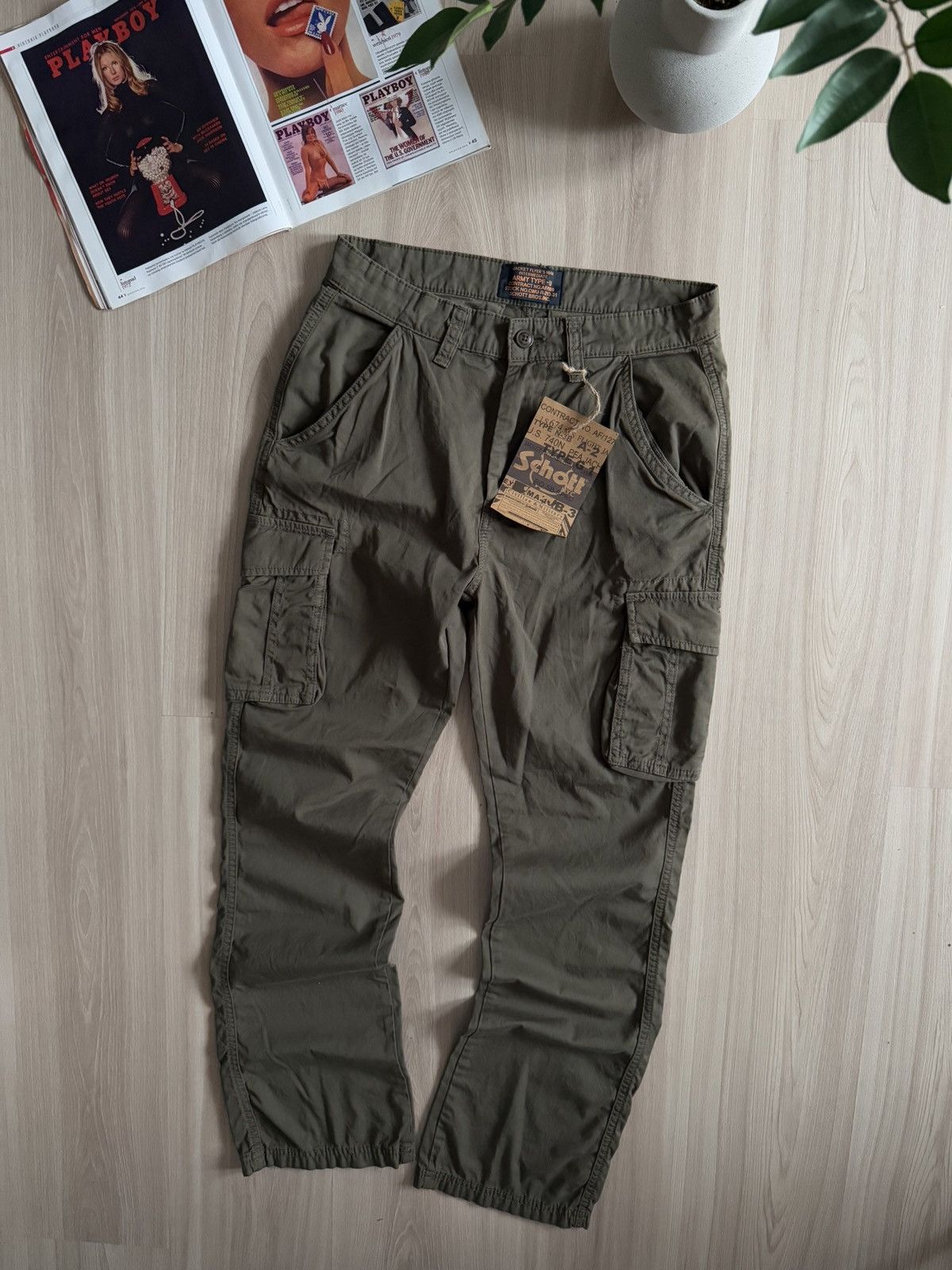 Schott Schott Cargo Pants Khaki Army Style Size US 30 / EU 46 - 3 Thumbnail