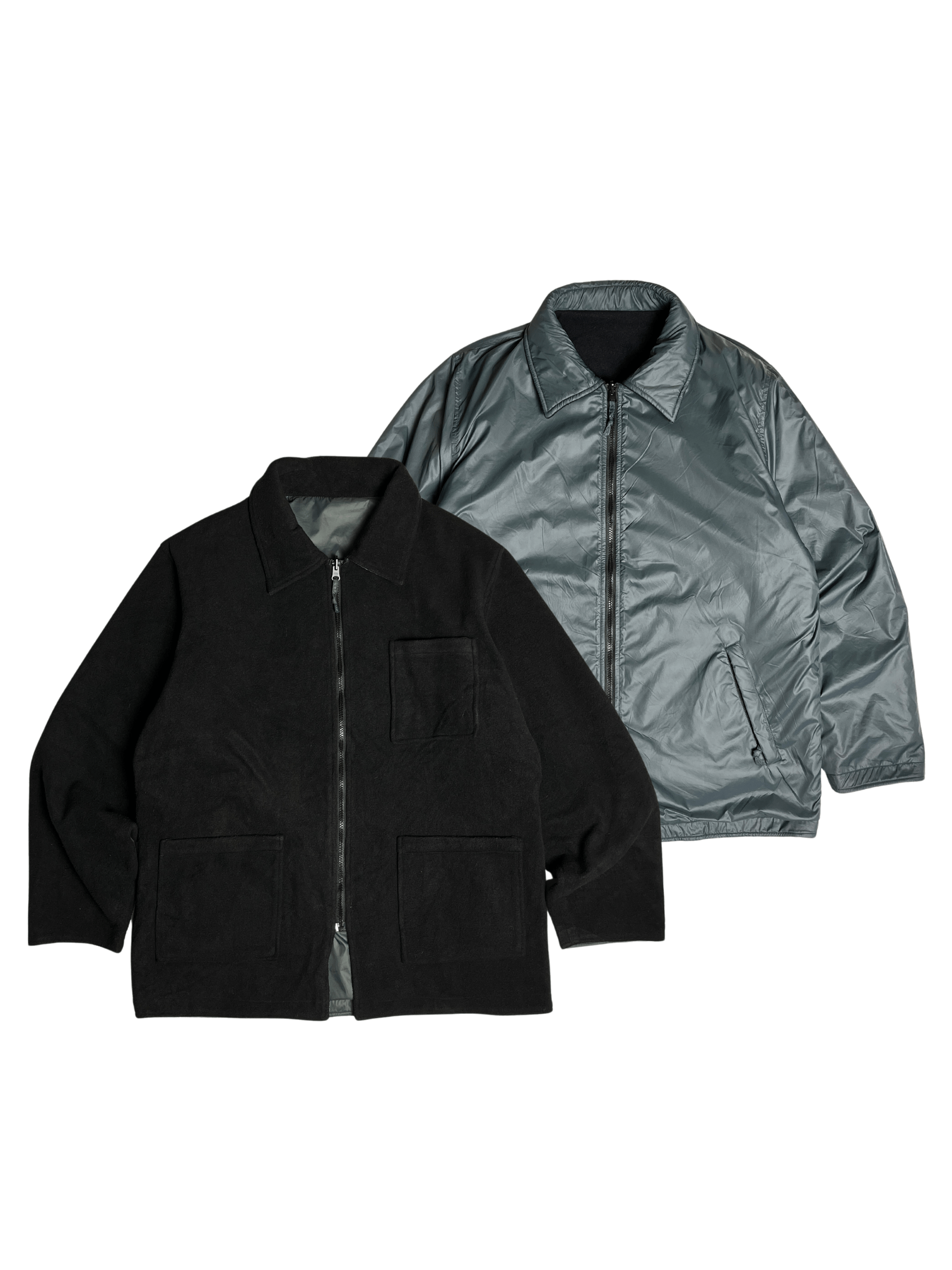 image of Vintage Harriss Paris Reversible Jacket Big Pocket in Black/Gray, Men's (Size XL)