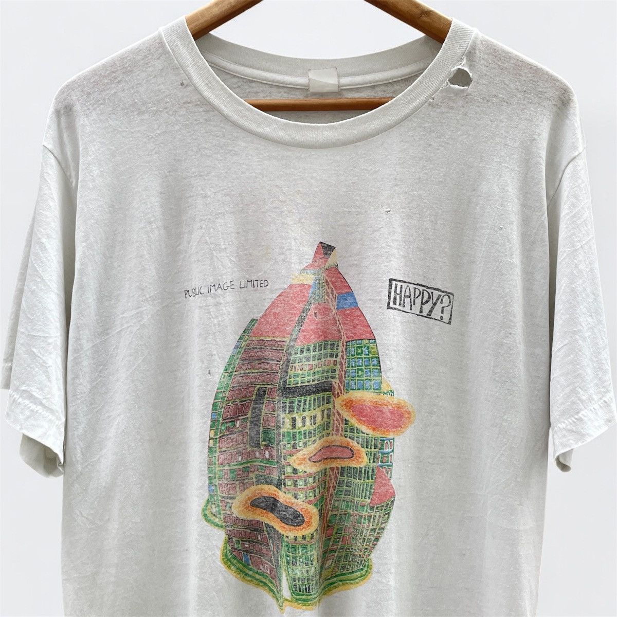 Band Tees Vintage PIL Public Image Ltd. Happy? T-Shirt Size US XL / EU 56 / 4 - 1 Thumbnail