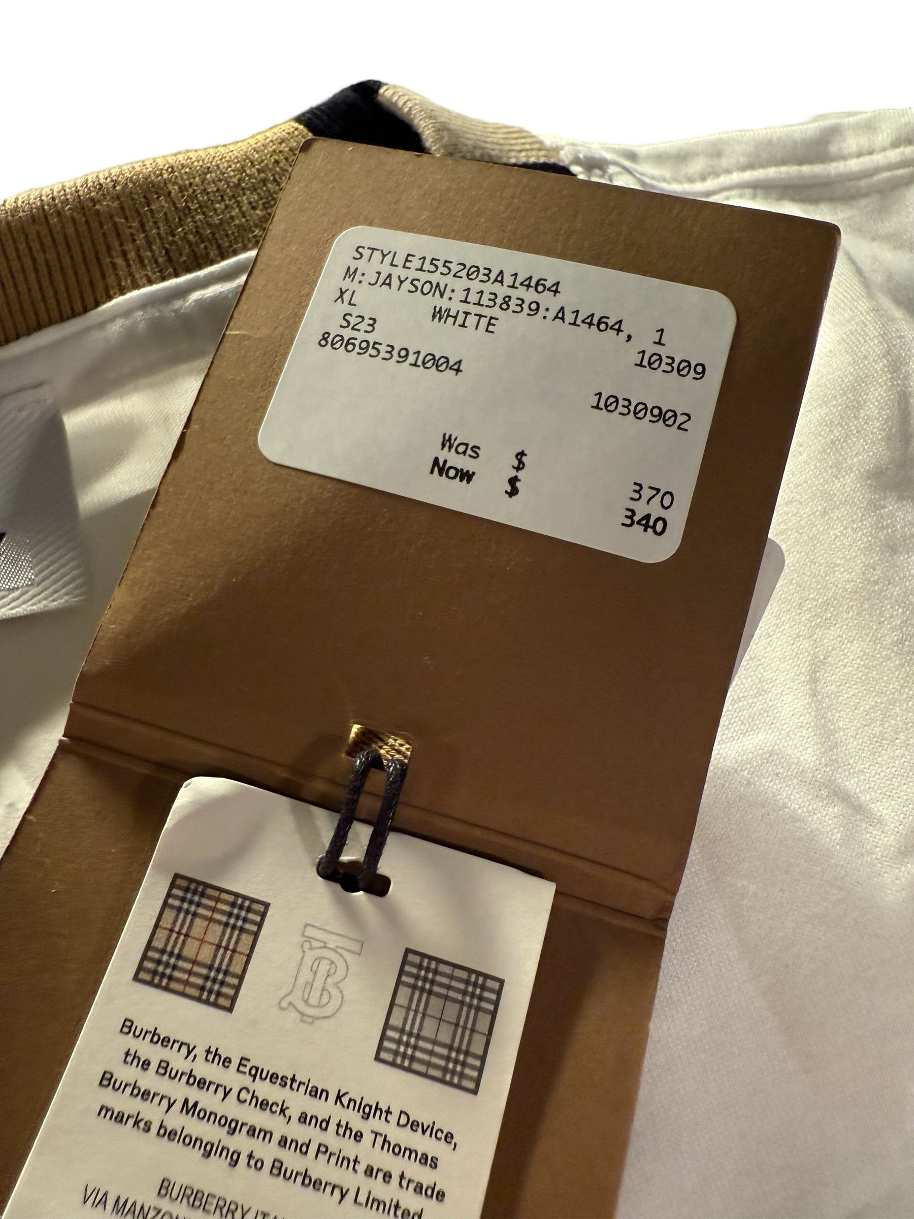 Burberry Burberry Check Trim Cotton T-shirt with Embroidered Logo Size US XL / EU 56 / 4 - 6 Thumbnail