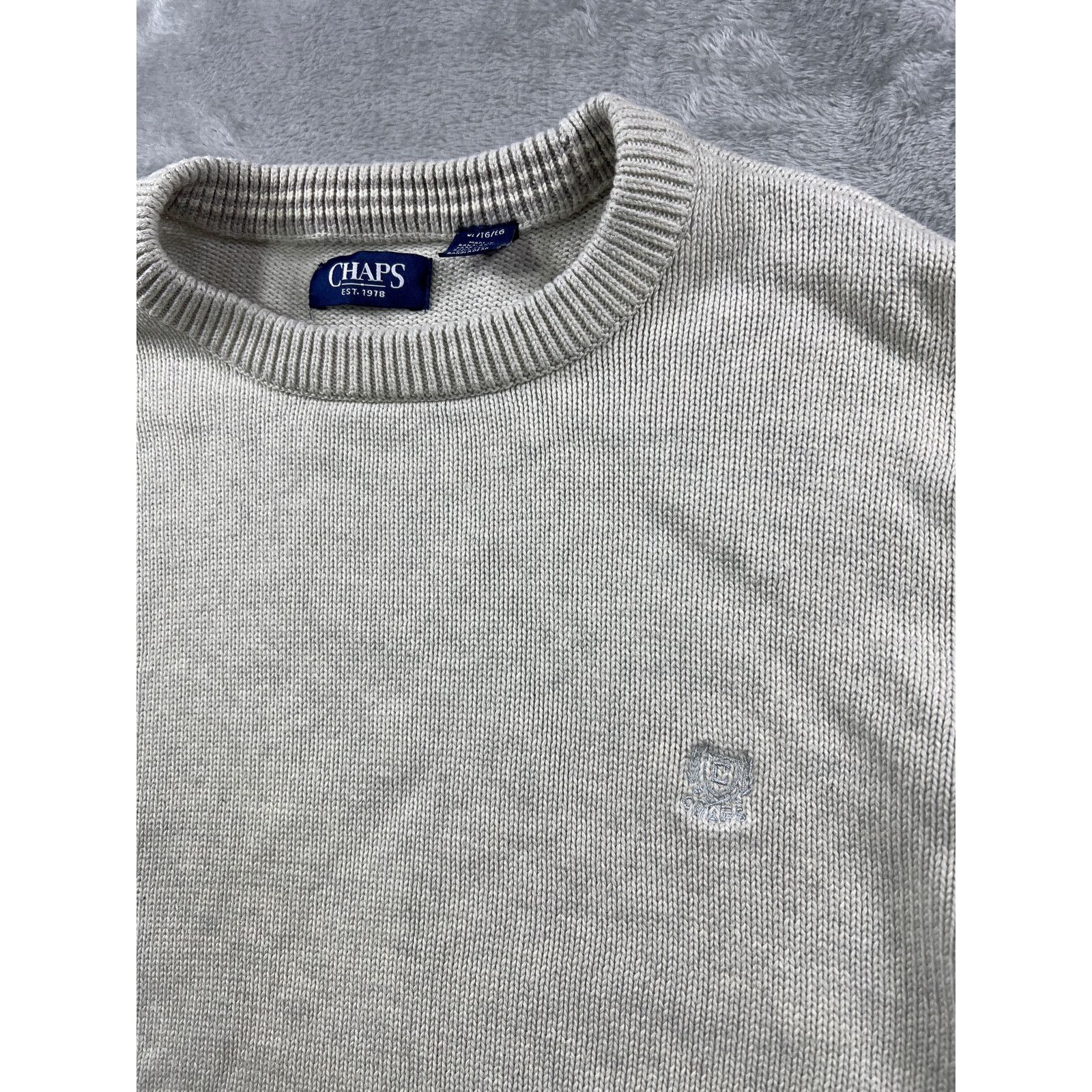 Chaps Streetstyle XL Light Gray Heavy Cotton Crewneck Sweater Size US XL / EU 56 / 4 - 4 Thumbnail