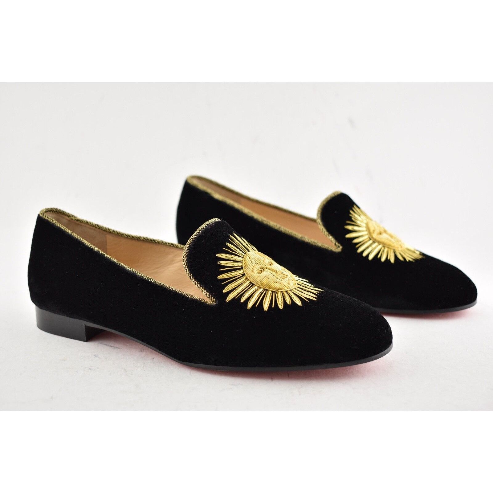 Christian Louboutin Morning Sakouette Flat Black Velvet Gold Sun Slip Loafer 37 Size US 7 / IT 37 - 4 Thumbnail