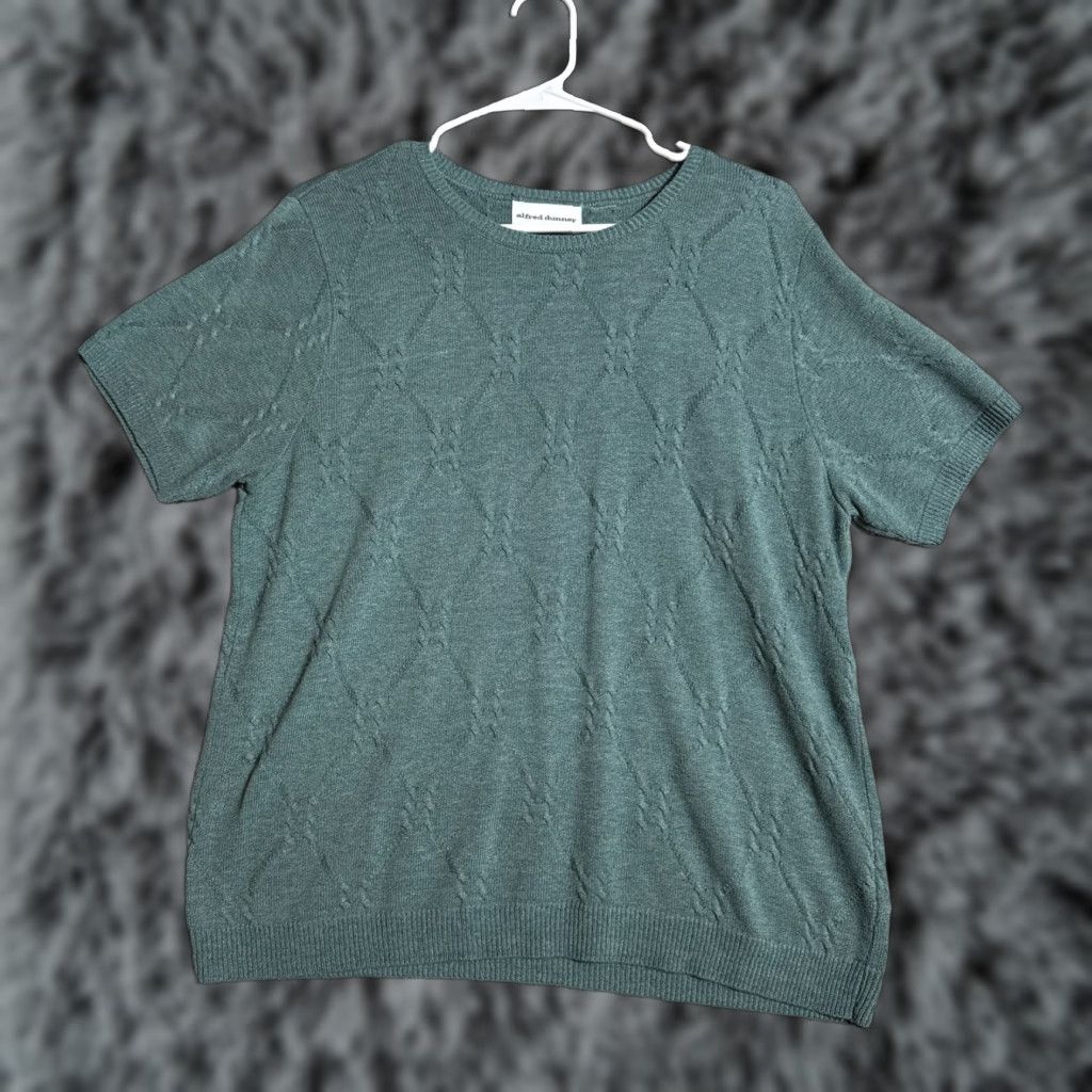 Vintage Alfred Dunner Knitted Top Women Size Medium Light Academia Preppy Coastal Beachy Crew Neck Short Sleeve Pullover Blouse Casual Knit All Seasons Size M / US 6-8 / IT 42-44 - 1 Thumbnail