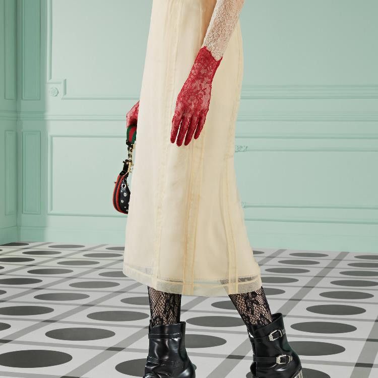 Gucci o1s1wg111025 Silk Organza Midi Skirt in Off White Size 28" / US 6 / IT 42 - 5 Thumbnail