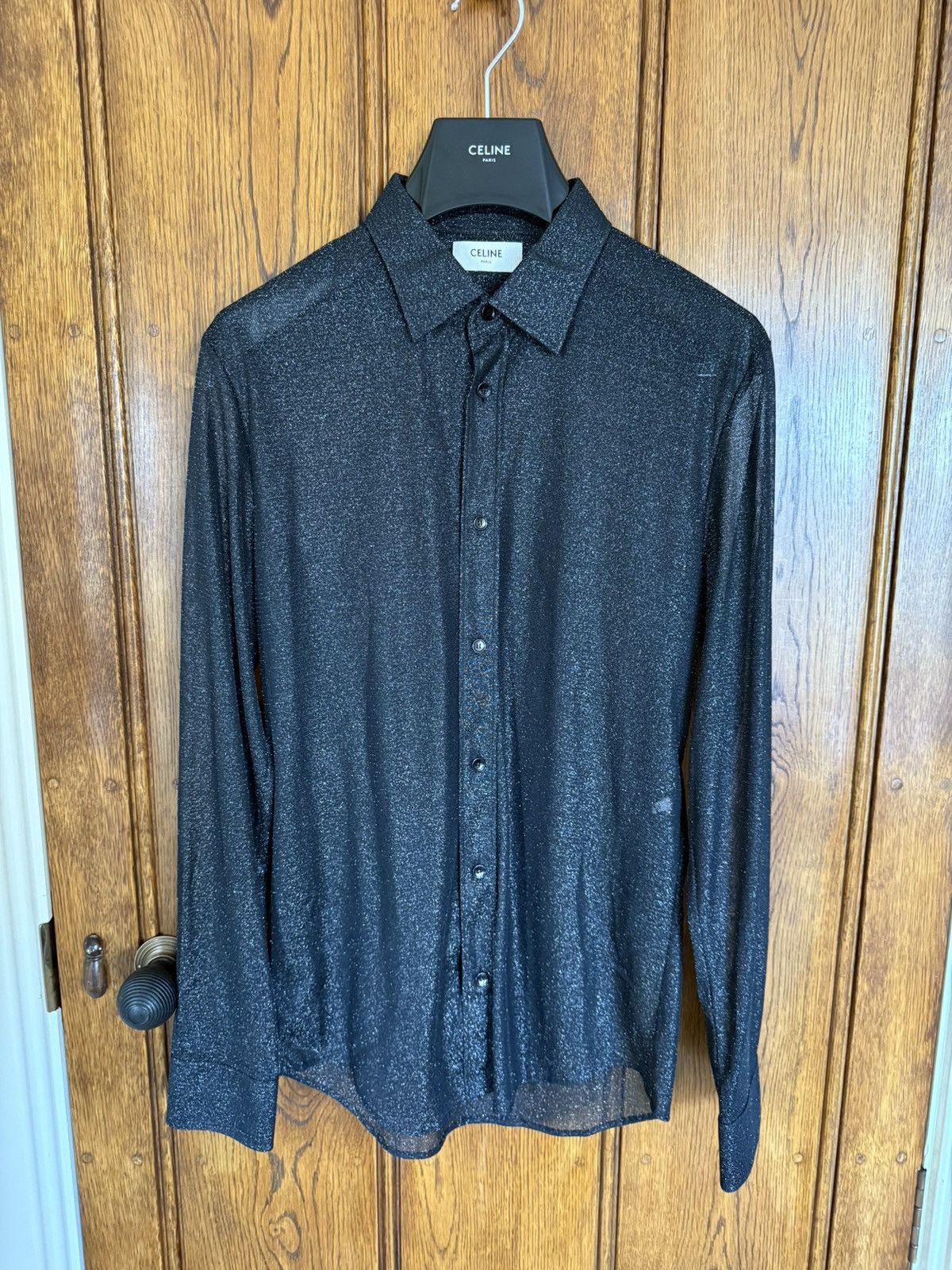 Celine $1.2k Celine Loose Carnaby shirt in lurex mesh Hedi 38 M Size US M / EU 48-50 / 2 - 3 Thumbnail