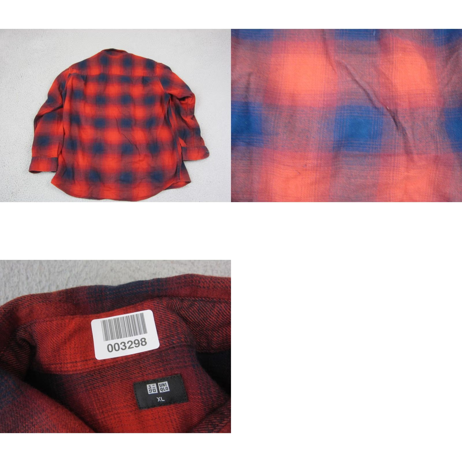 Uniqlo VINTAGE Uniqlo Shirt Mens XL Red Black Plaid Button Up Flannel Shadow Size US XL / EU 56 / 4 - 8 Thumbnail