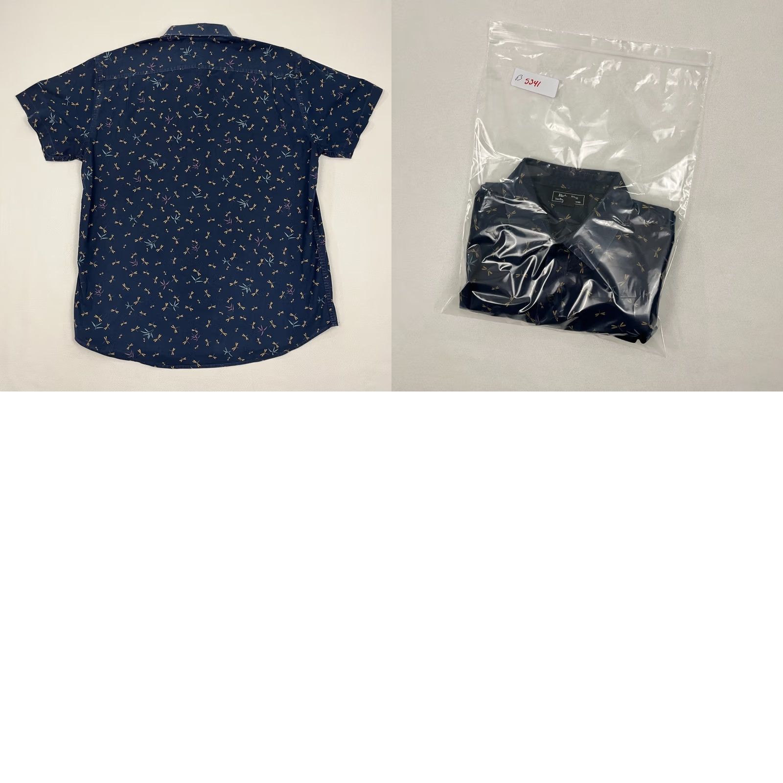 Vintage Blade + Blue USA Shirt Mens L Button-Up Short Sleeve Cam Blue Butterfly Print Preppy S/S Size US L / EU 52-54 / 3 - 8 Thumbnail