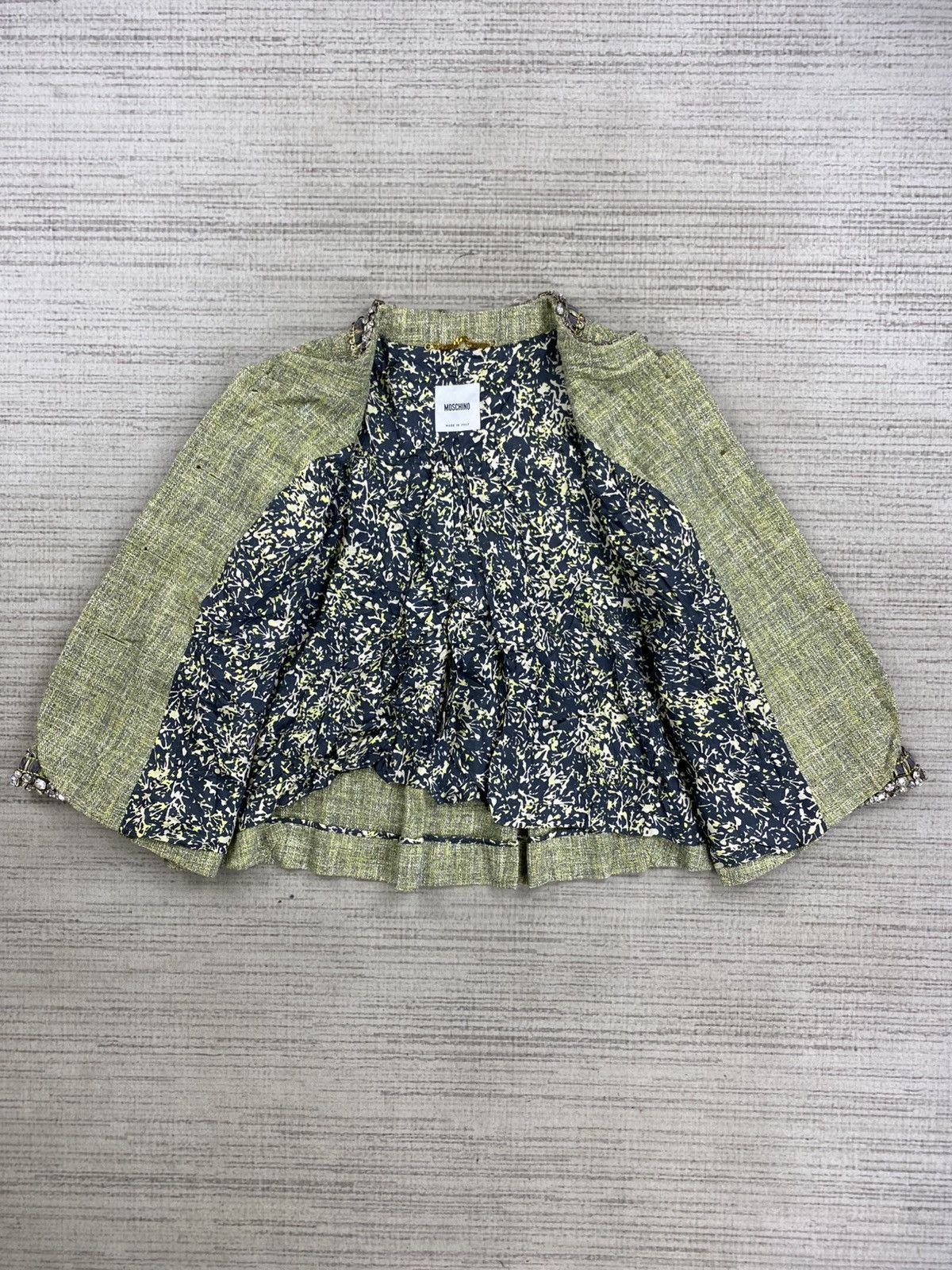 Moschino × Vintage Vintage Moschino Tweed Lime Green Cropped Jacket Size M / US 6-8 / IT 42-44 - 5 Thumbnail