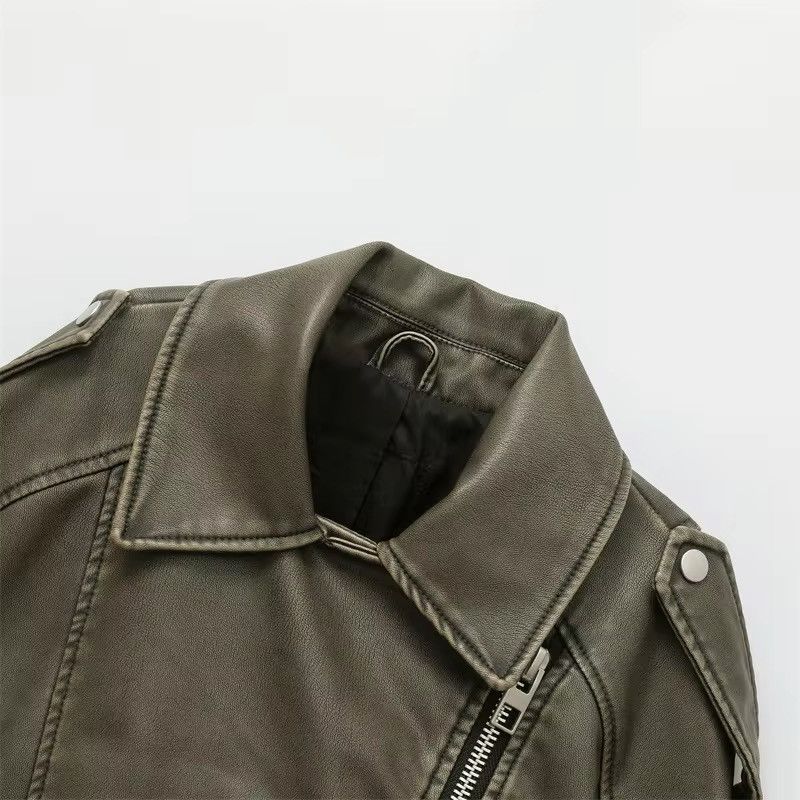 Jean Retro Carbon Oversized Loose Pu Faux Leather Short Jacket Size XL / US 12-14 / IT 48-50 - 4 Thumbnail