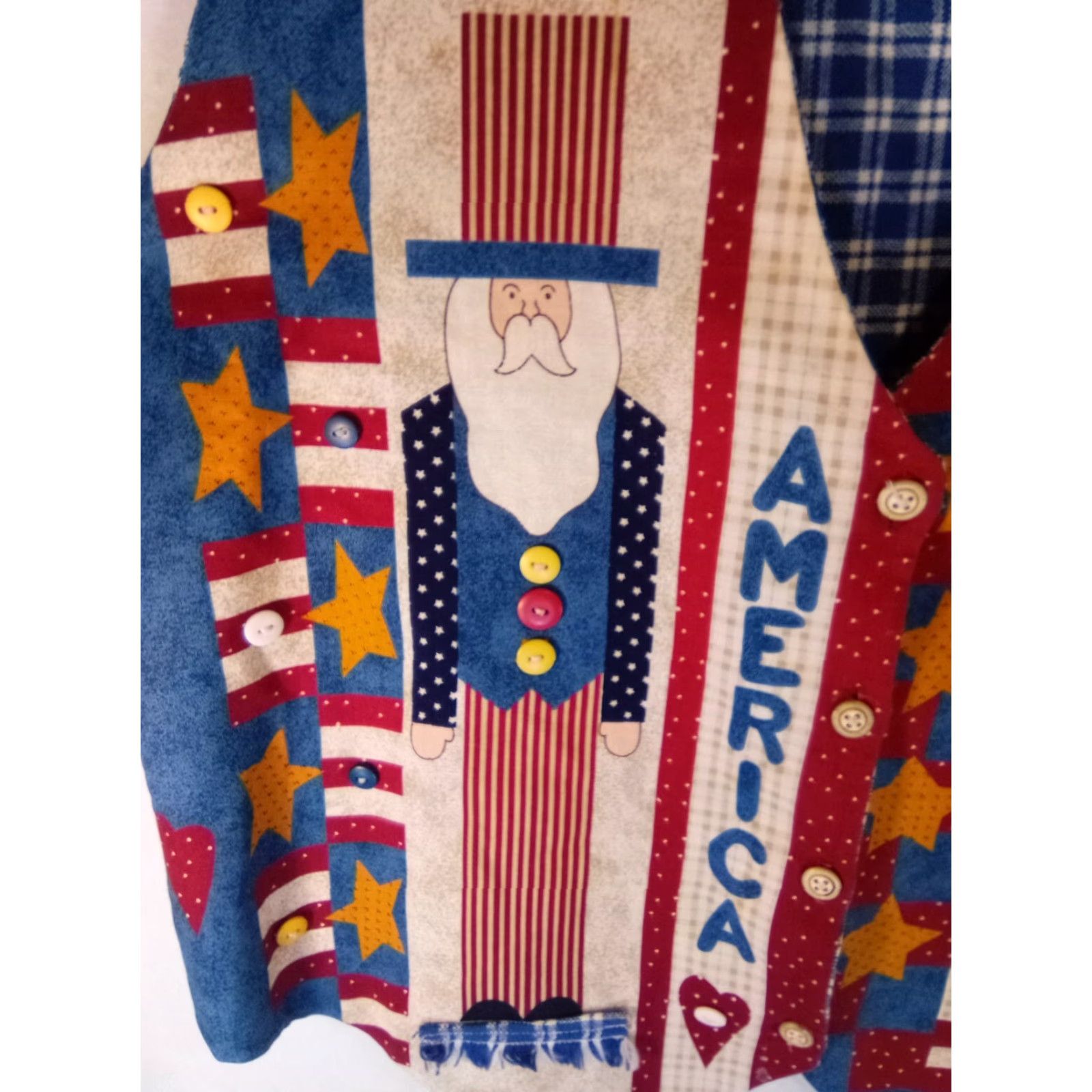 Vintage VINTAGE Americana USA VEST Men L Blue 20" Across Chest 27" Long Handmade USA Theme Vest Size US L / EU 52-54 / 3 - 3 Thumbnail