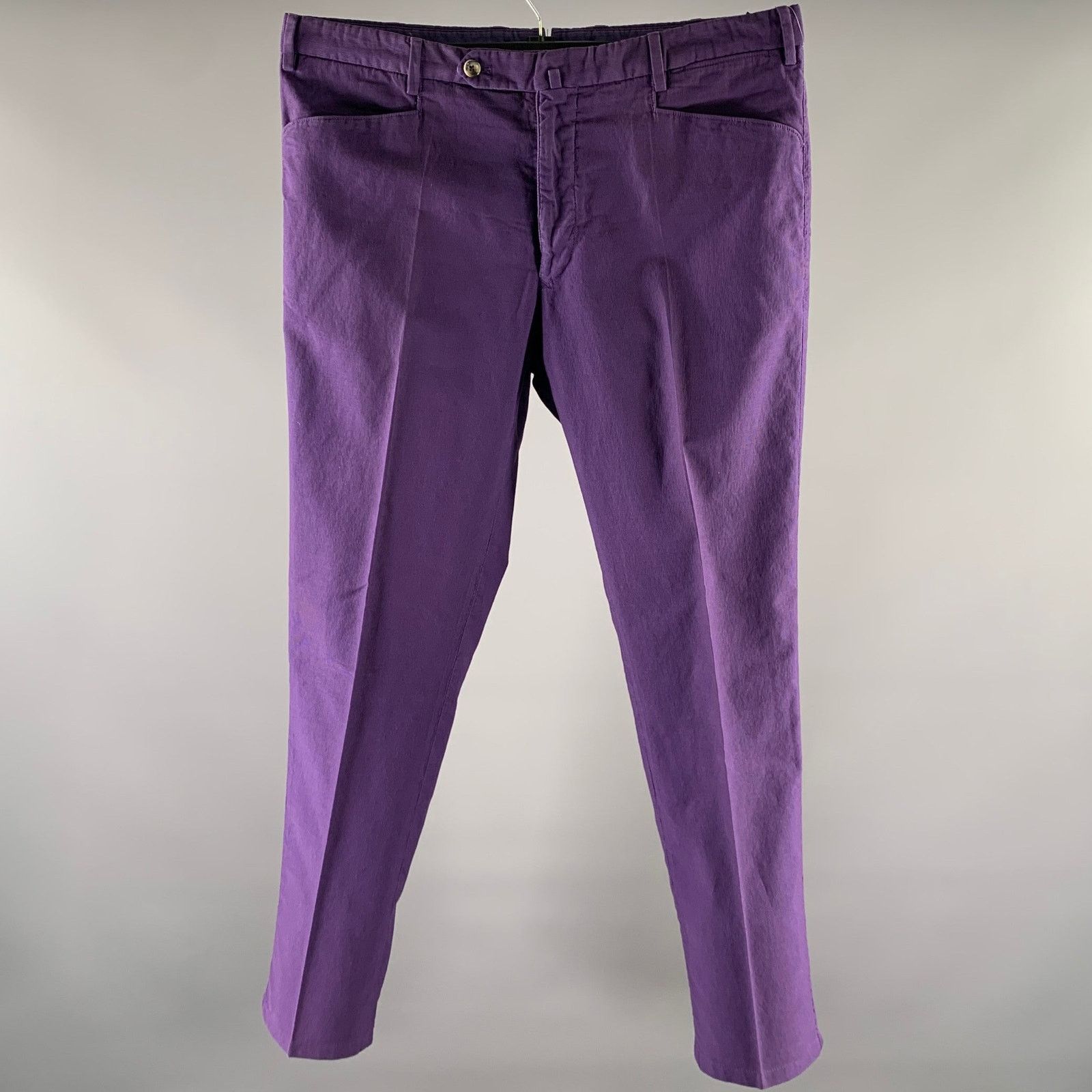 Incotex INCOTEX Size 36 Purple Cotton Flat Front Casual Pants Size US 36 / EU 52 - 1 Thumbnail