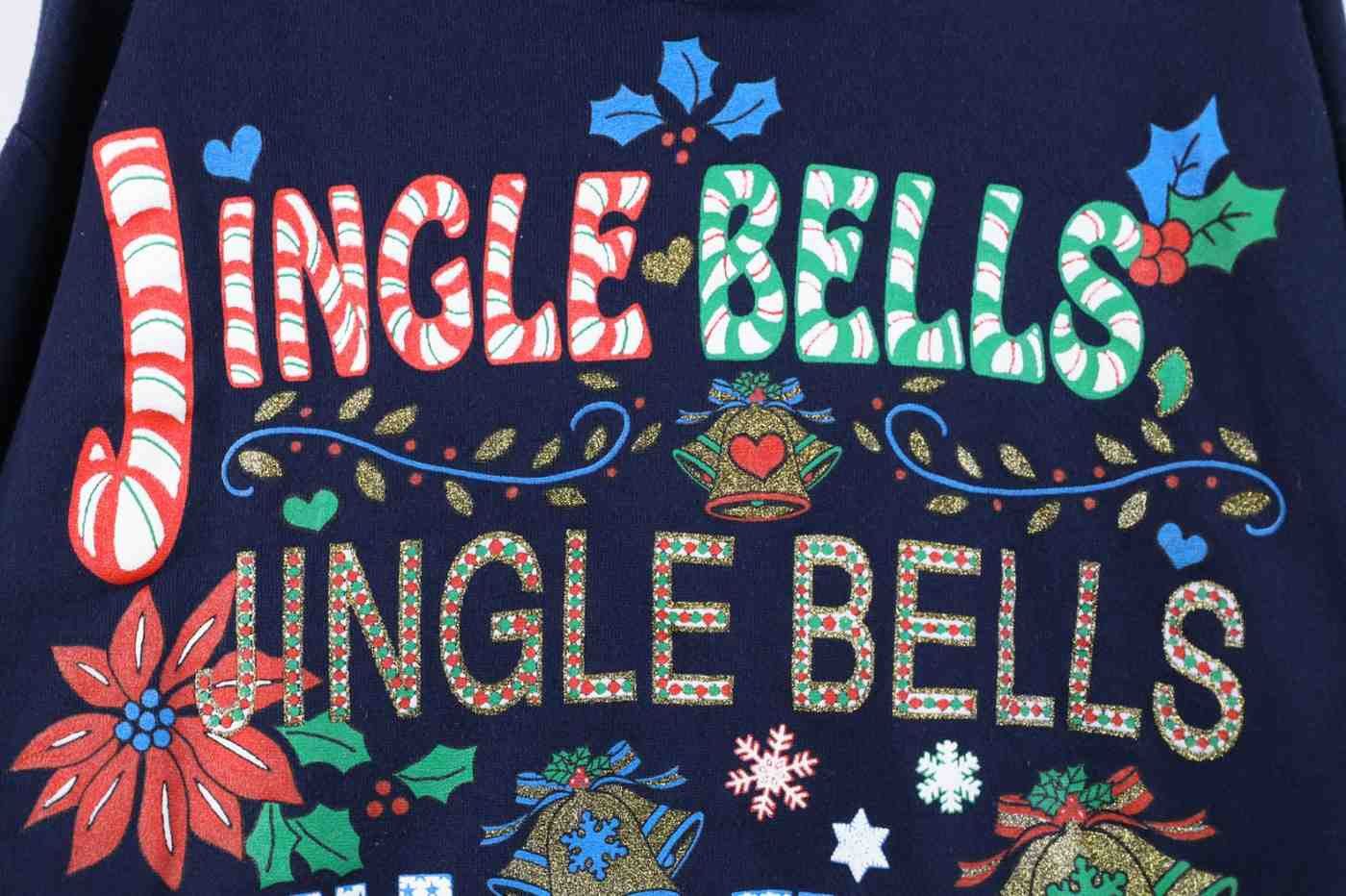 Vintage Vintage 90s Christmas Jingle Bells Crewneck Sweatshirt Blue Size L / US 10 / IT 46 - 4 Thumbnail