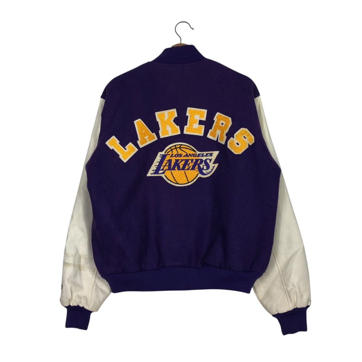 Chalk Line 🔥VINTAGE VARSITY LEATHER JACKET CHALK LINE LAKERS BIG LOGO Size US L / EU 52-54 / 3 - 10 Thumbnail