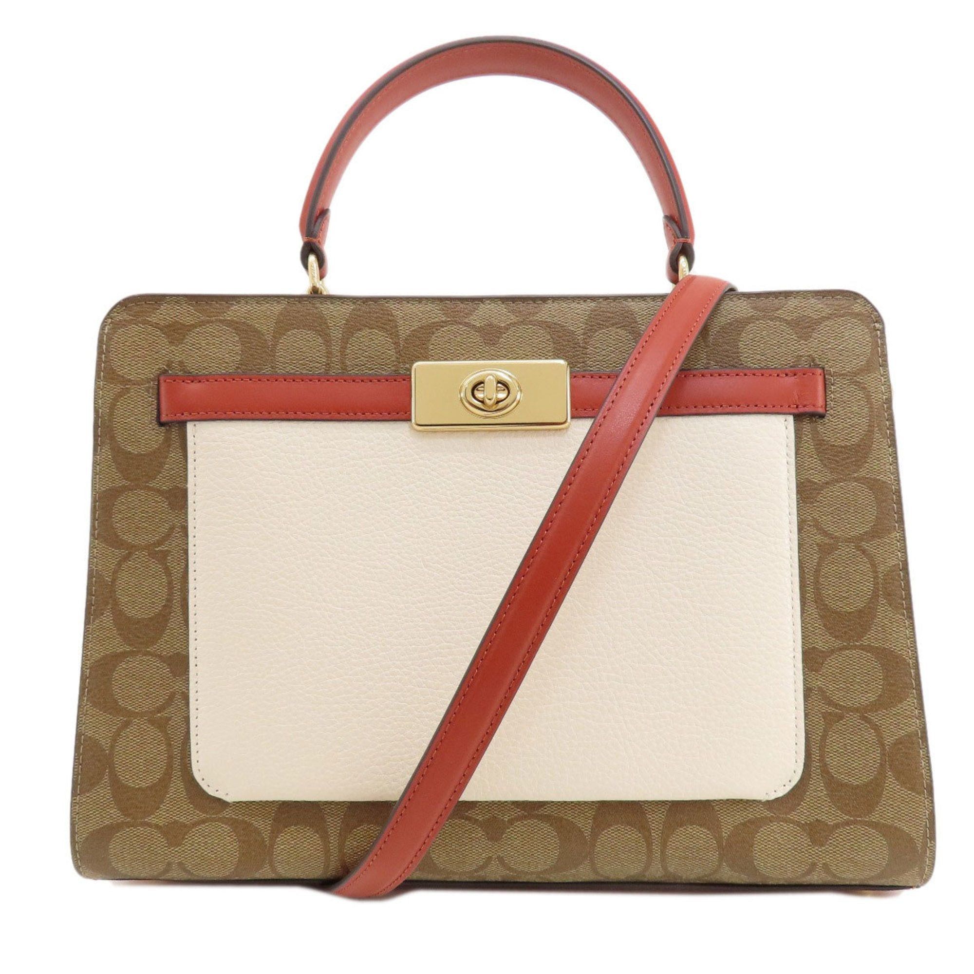 image of Coach C8208 Signature Handbag Pvc/leather Women's in Brown