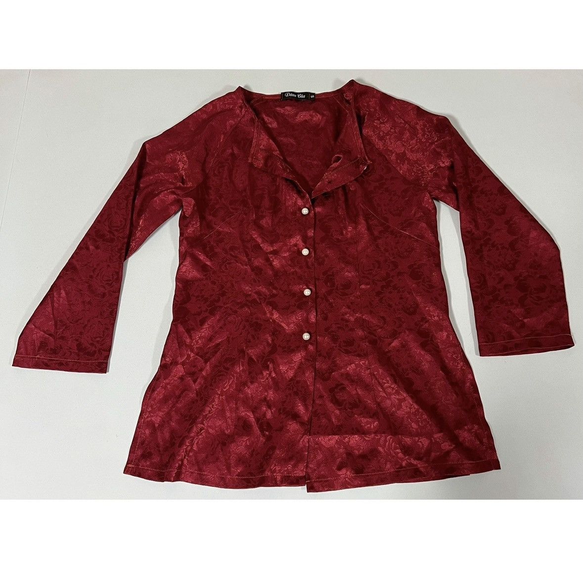 I.AM.GIA Red Victorian Floral Satin Cardigan Shirt Top Blouse Size S♥️ Size S / US 4 / IT 40 - 3 Thumbnail