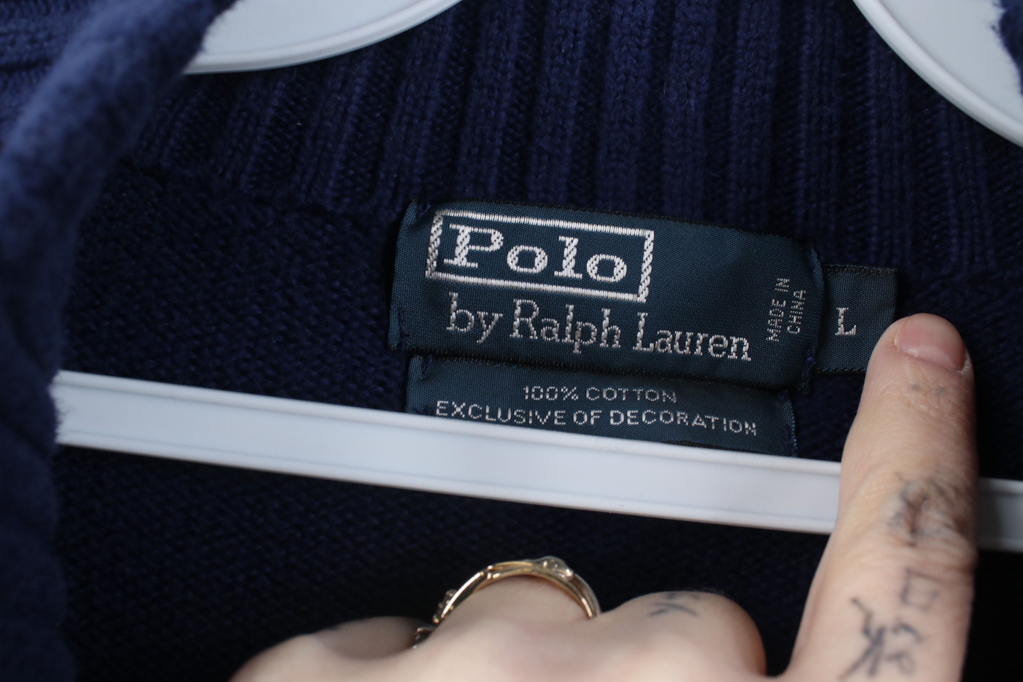 Polo Ralph Lauren Vintage 90s Ralph Lauren Knit 1/4 Zip Pullover Sweater Blue Size US L / EU 52-54 / 3 - 7 Thumbnail