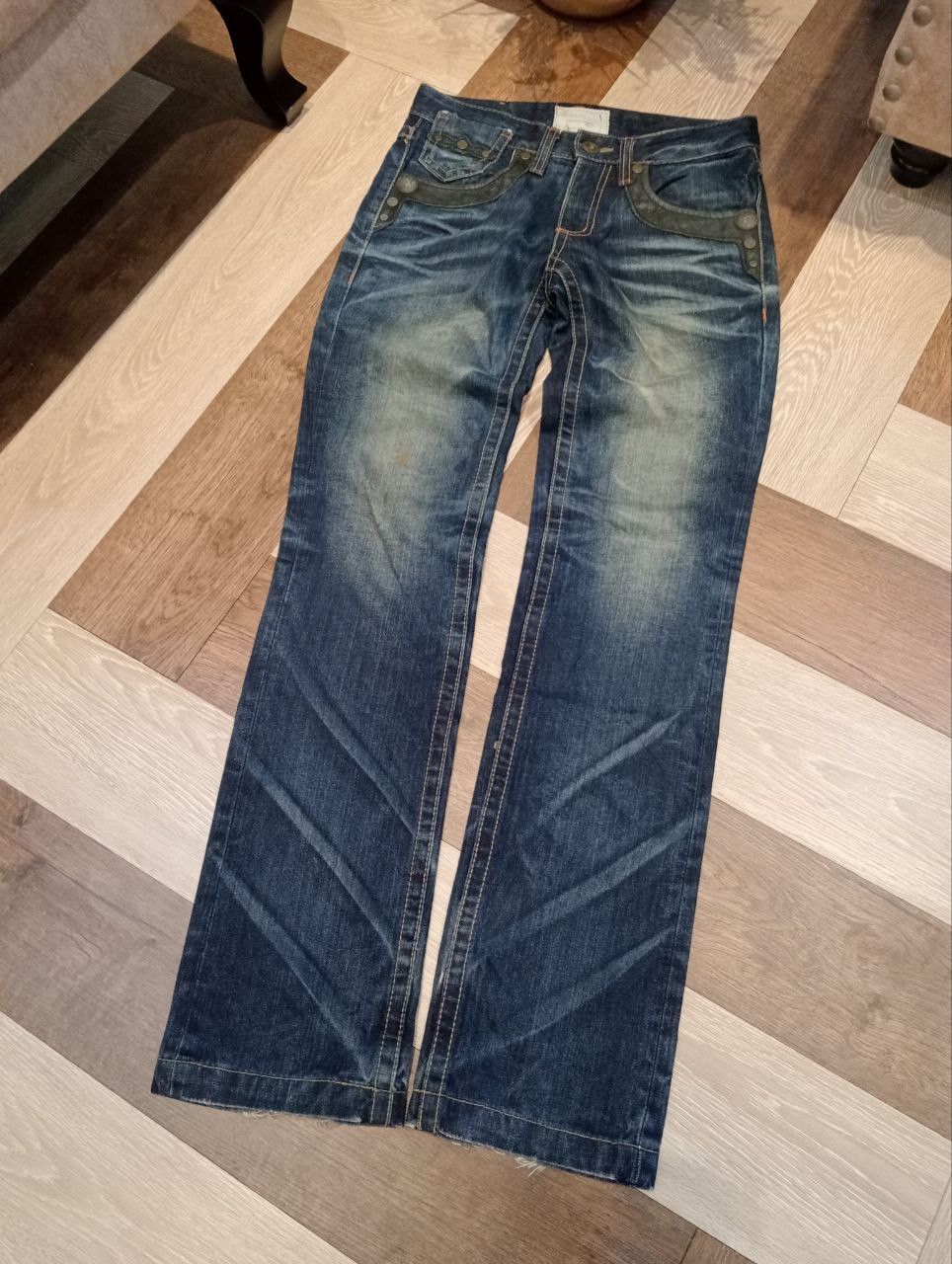 Japanese Brand LOLITA JEANS BLUE WASHED DENIM COTTON LEATHER POCKET PANTS Size US 28 / EU 44 - 2 Thumbnail
