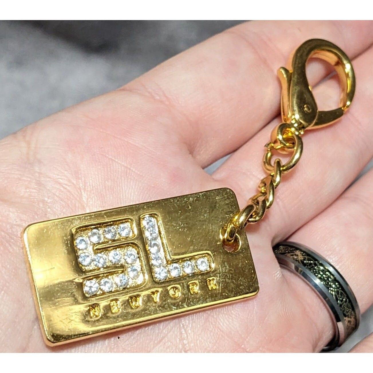 Other SL New York Gold Rhinestone Keychain