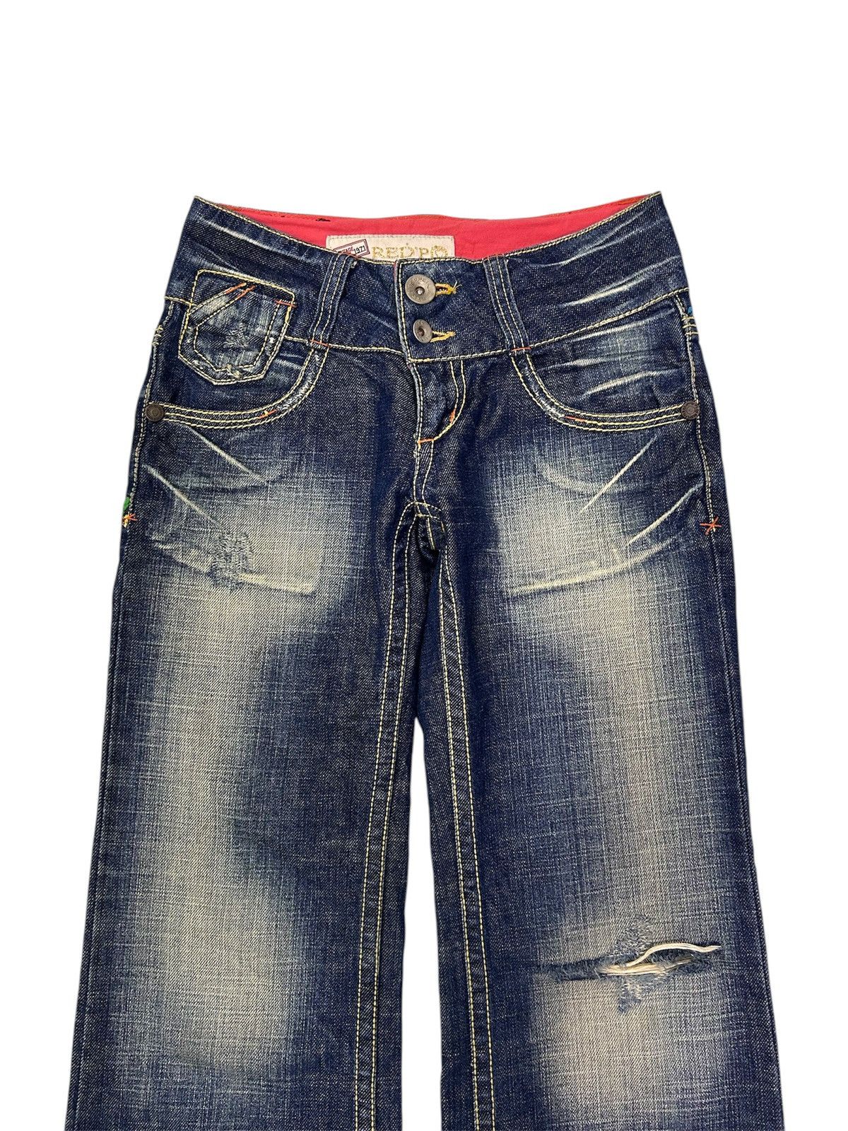 Japanese Brand × Vintage Vintage Red Pepper US Patent Denim Sand Wash Ripped Jeans Size US 27 - 6 Thumbnail