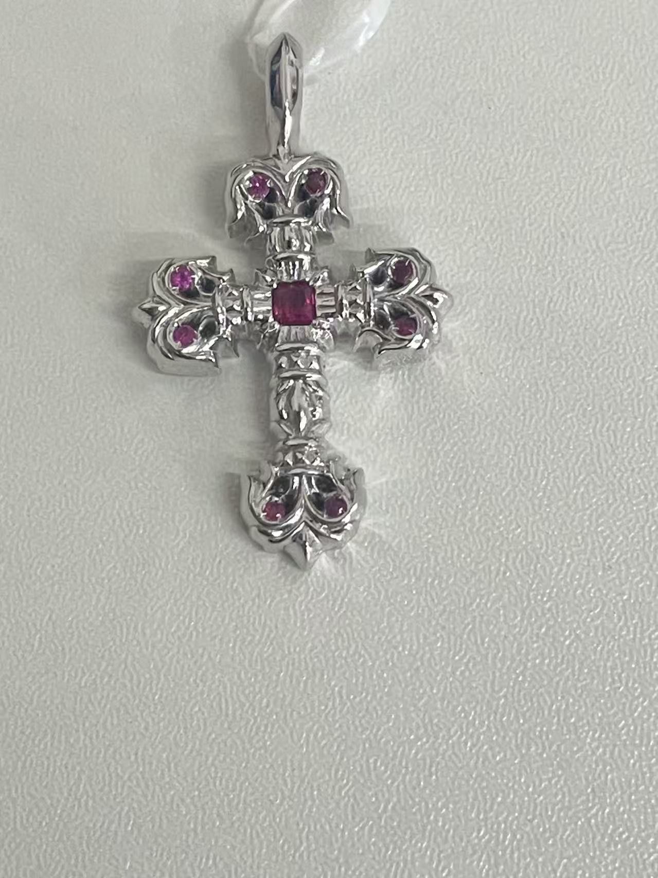 Chrome Hearts Chrome Hearts 18K Pink Saph Filigree Cross Charm Pendant Size ONE SIZE - 6 Thumbnail