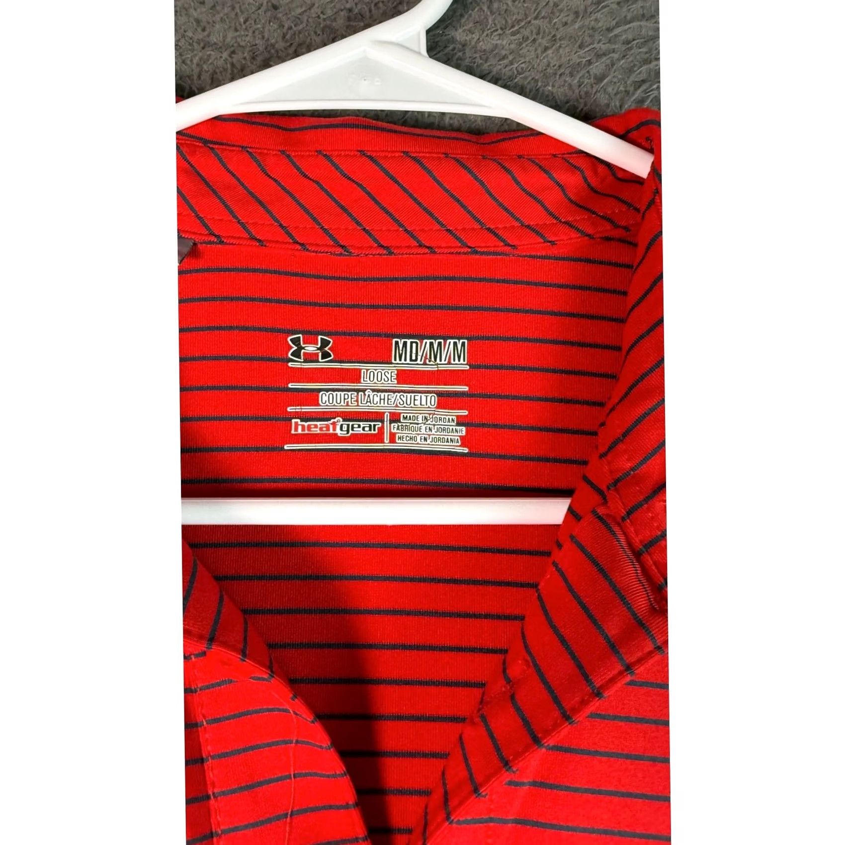 Under Armour Under Armour HeatGear Polo Shirt Golf Athletic Red Mens Medium Striped Size US M / EU 48-50 / 2 - 3 Thumbnail