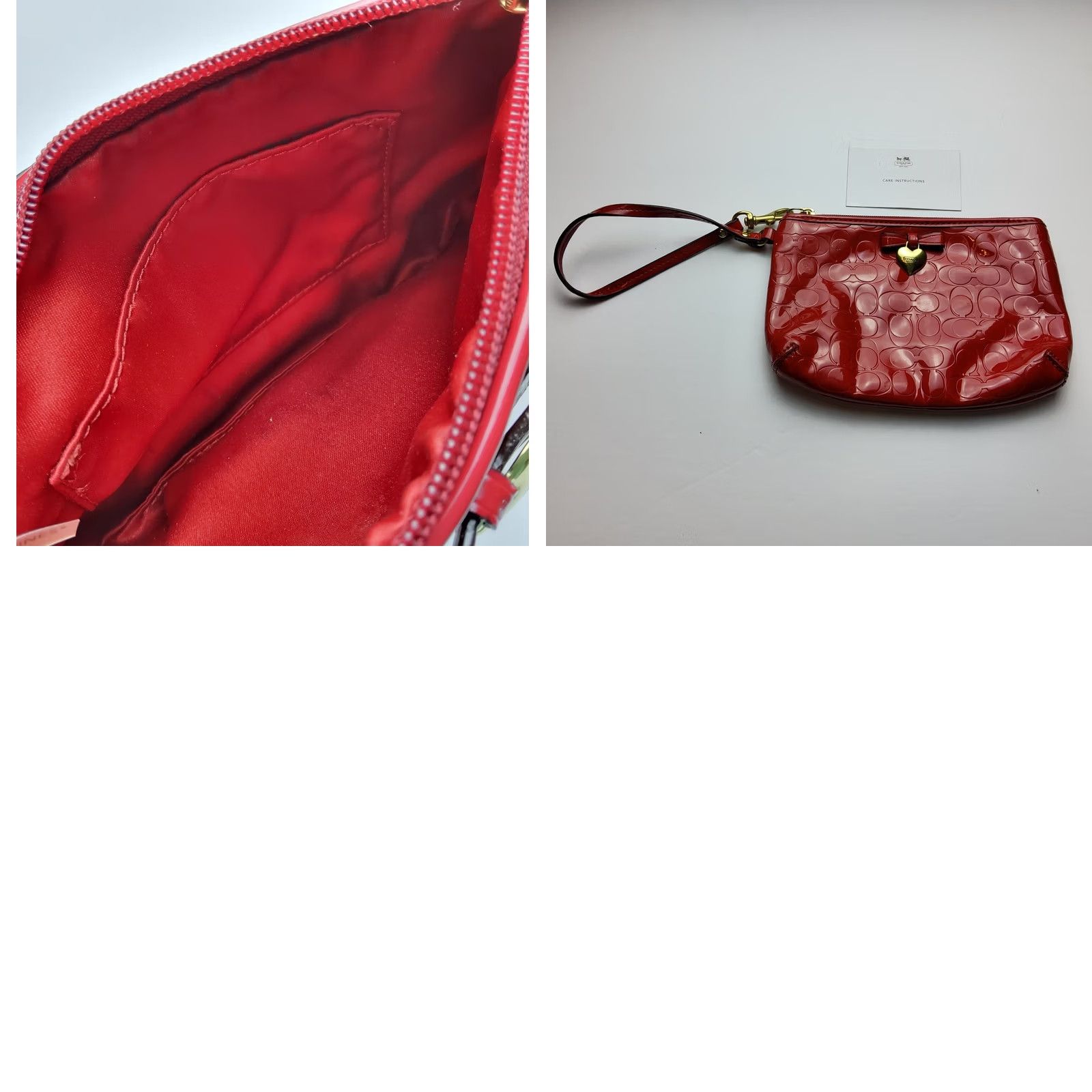 Coach Coach Signature Patent Leather Heart Wristlet Pouch Wallet Clutch Size ONE SIZE - 8 Thumbnail