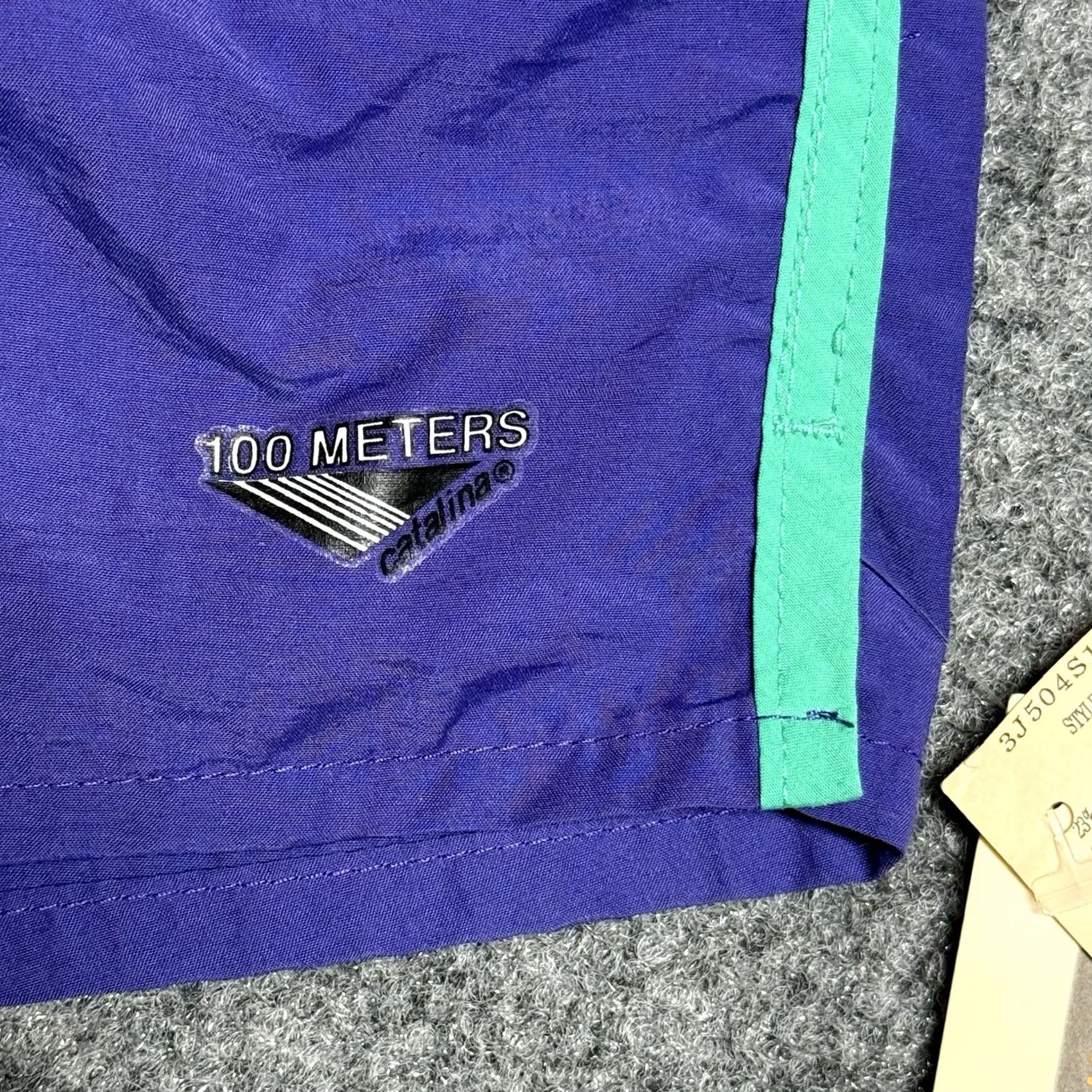 Catalina VINTAGE Catalina Men Trunks Bottom M Blue 100 Meters 80s NWT Deadstock Swim Trunks Beach 80s Mens Size US 31 - 6 Thumbnail