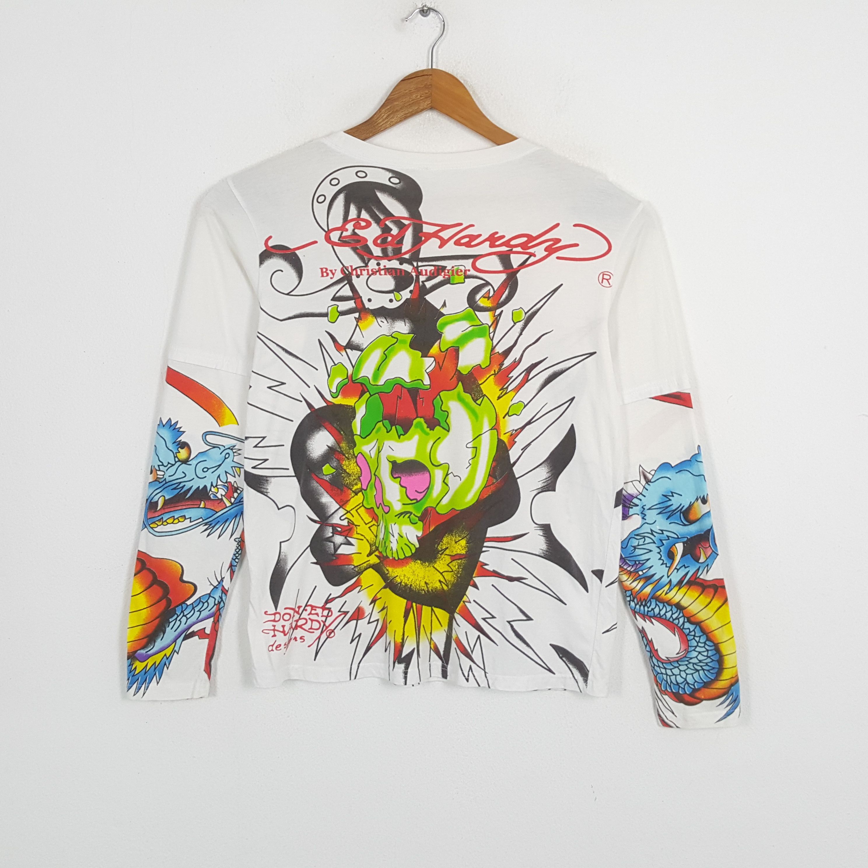 Christian Audigier × Ed Hardy × Vintage Vintage ED-HARDY by Christian Audigier Fashion Brand T-Shirt Size US L / EU 52-54 / 3 - 3 Thumbnail