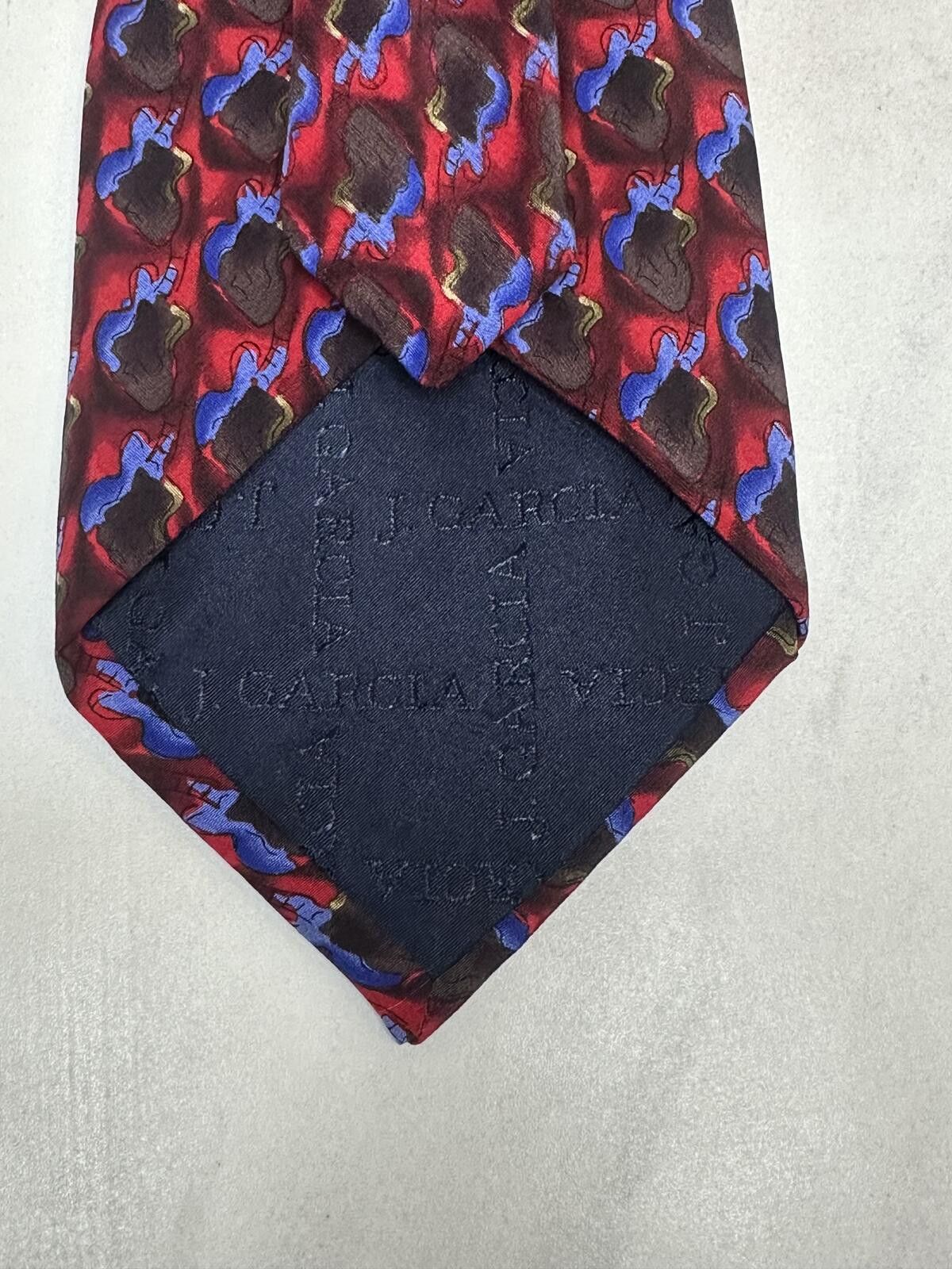 Other Vintage J. Garcia 100% silk tie red/blue/grey geometric Size ONE SIZE - 3 Thumbnail