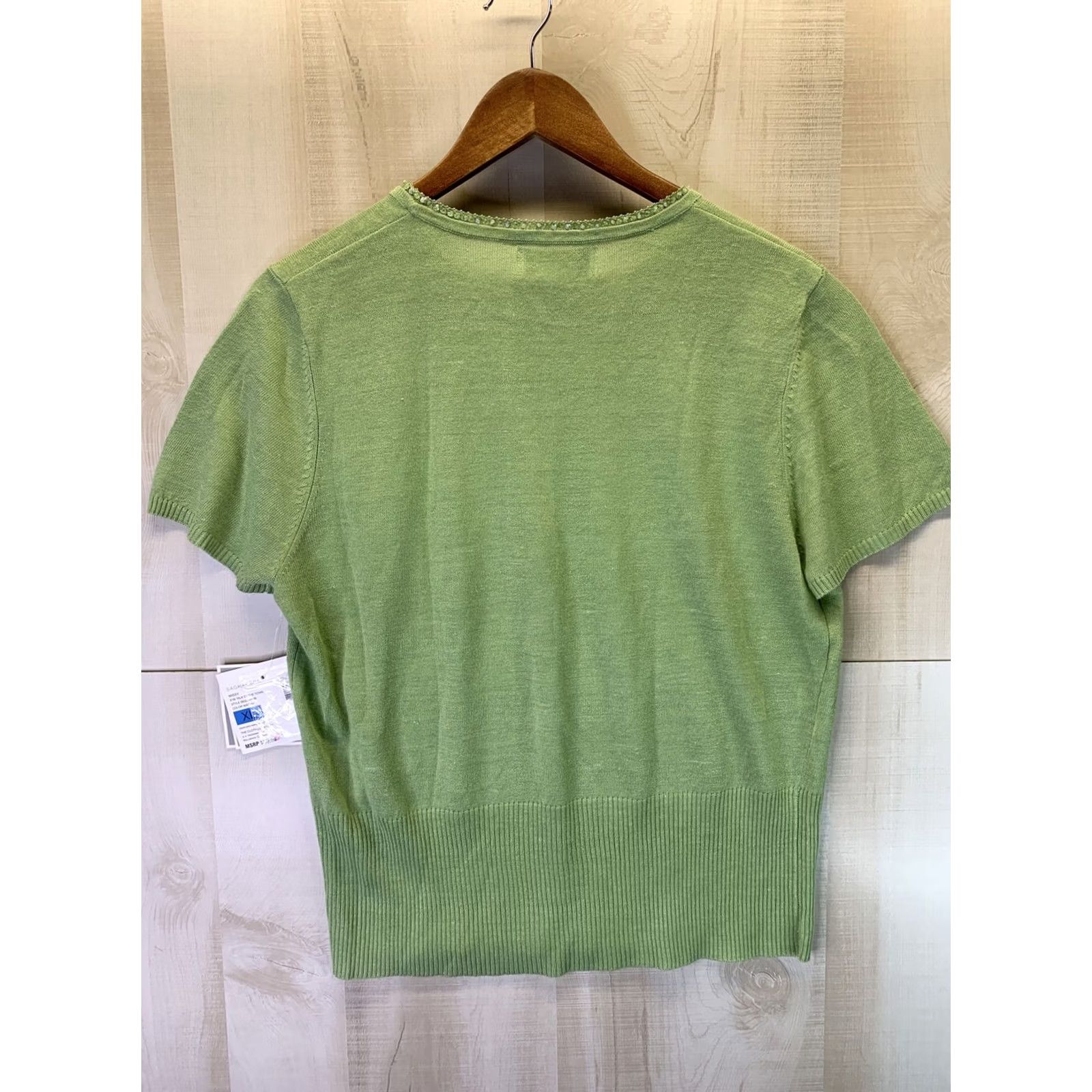 Vintage Sag Harbor Womens XL Green Knit Short Sleeve T-Shirt NWT Size 40" / US 18 - 5 Thumbnail