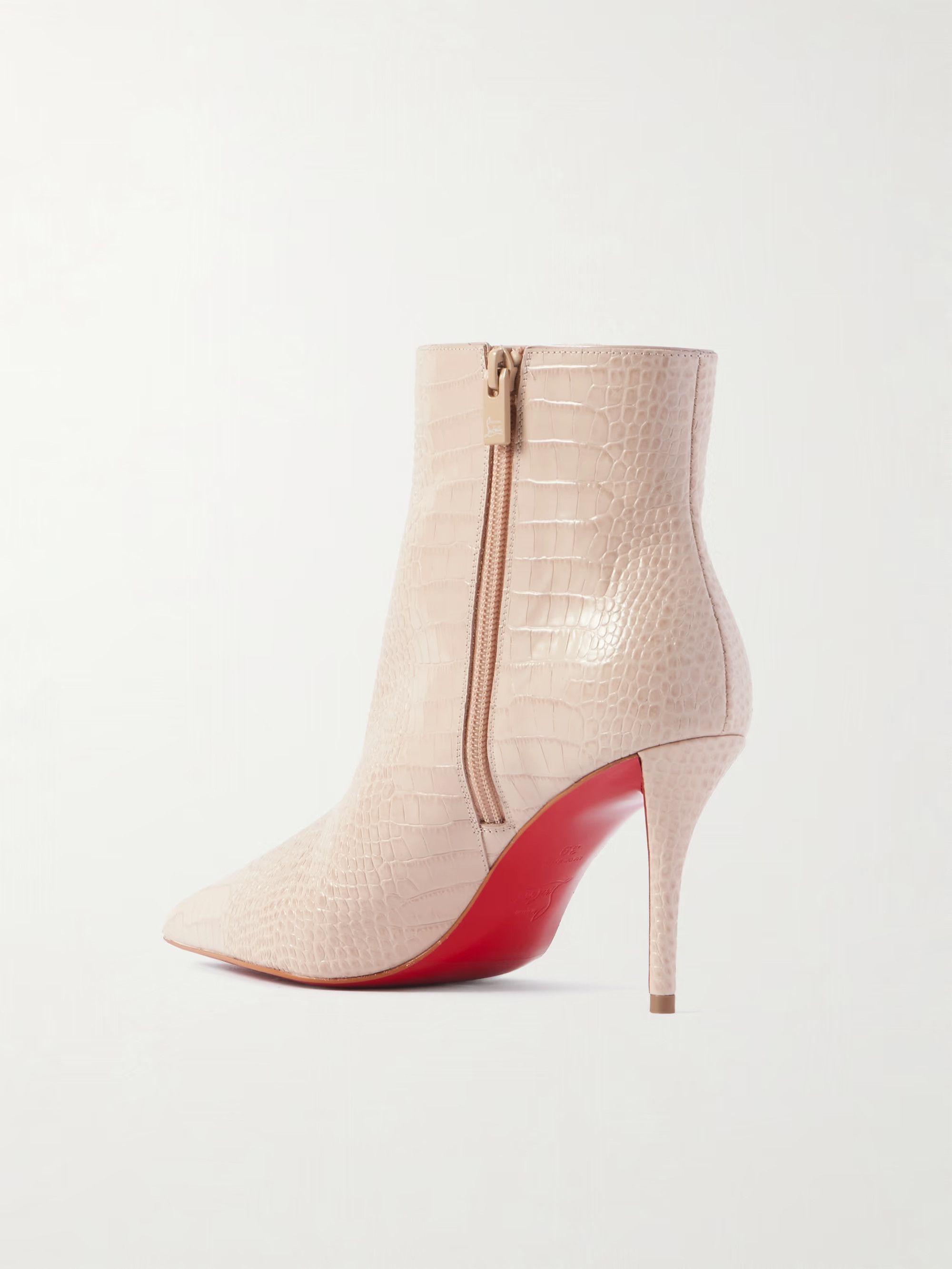Christian Louboutin Miss Z Booty 80 Pearl Beige Croc Short Ankle Heel Boot 40 Size US 10 / IT 40 - 15 Thumbnail
