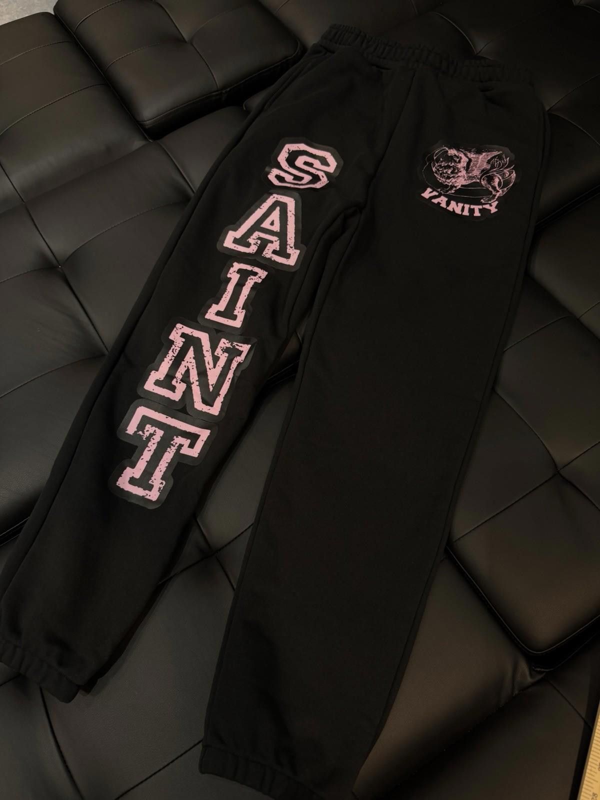 Saint Vanity Size S - Saint Vanity Varsity Sweatpants Black Pink NEW 2025 Size US 30 / EU 46 - 2 Thumbnail