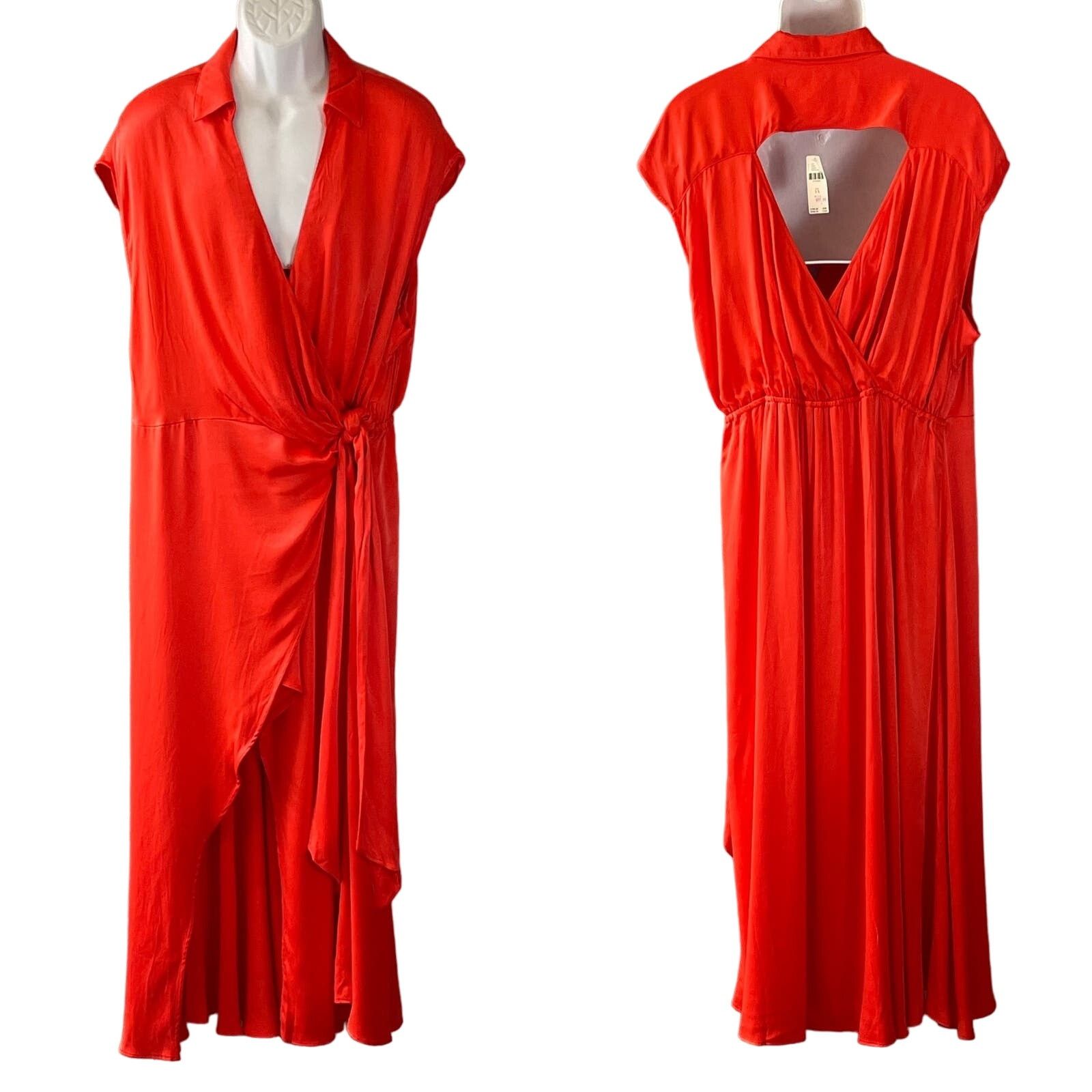 Anthropologie Anthropologie Maeve Satin Wrap Midi with Keyhole Back Sz 3X Size 3XL / US 20-22 - 1 Thumbnail
