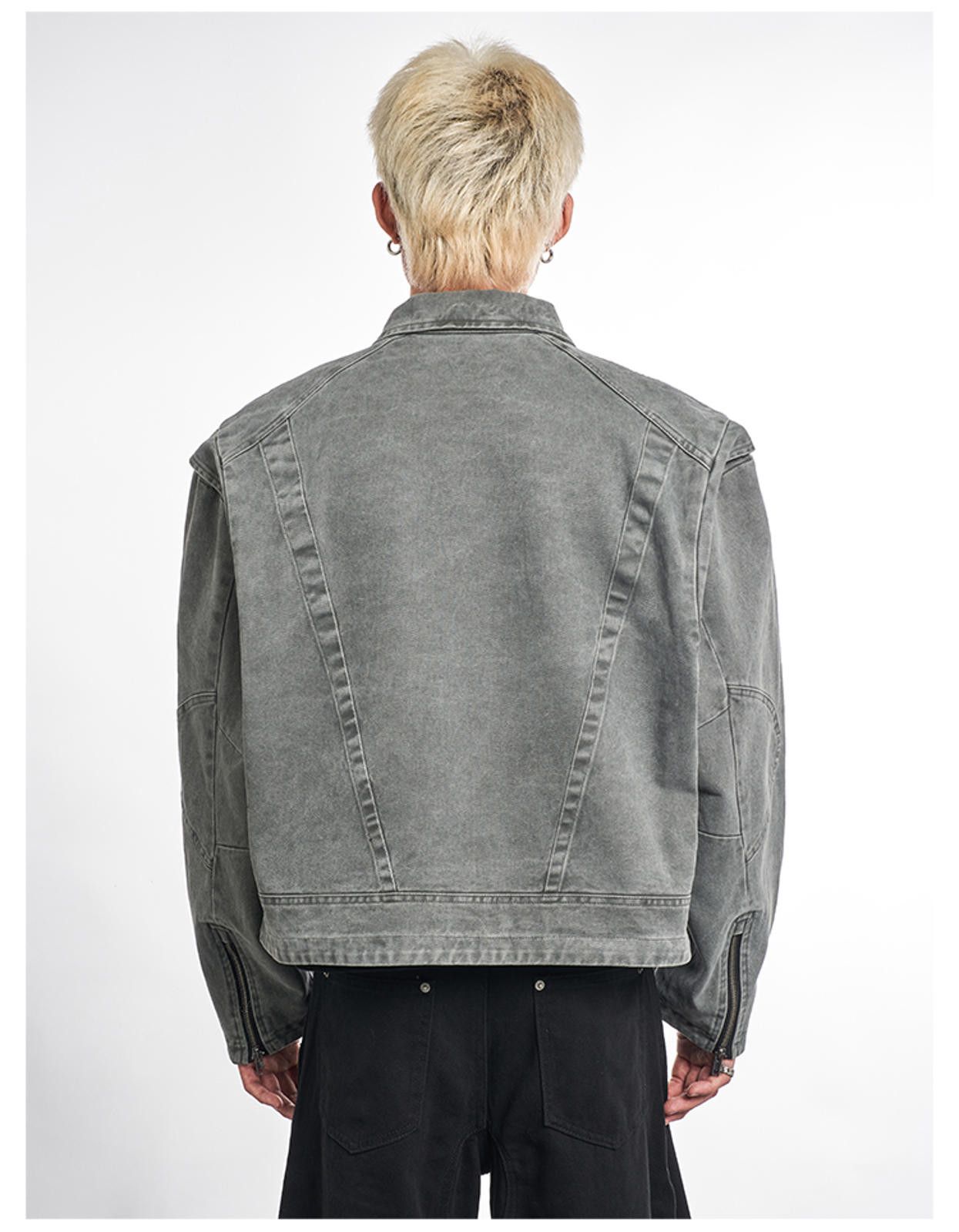 Other Ribbed Cropped Denim Jacket - Gray Size US M / EU 48-50 / 2 - 5 Thumbnail