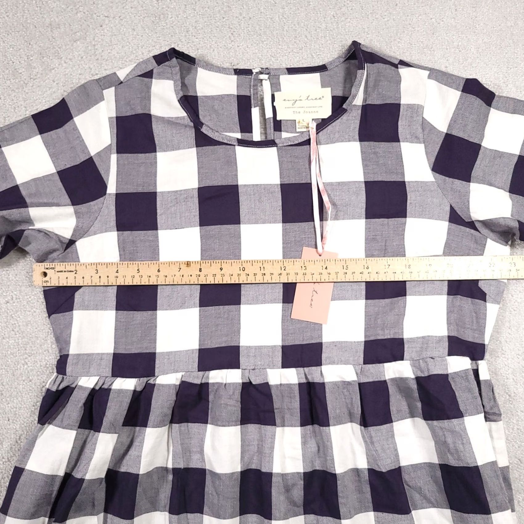 Vintage VINTAGE Evy's Tree Belinda Short Sleeve Knee Length Dress Pockets Womens Large Blue Check Size 36" / US 14 / IT 50 - 6 Thumbnail