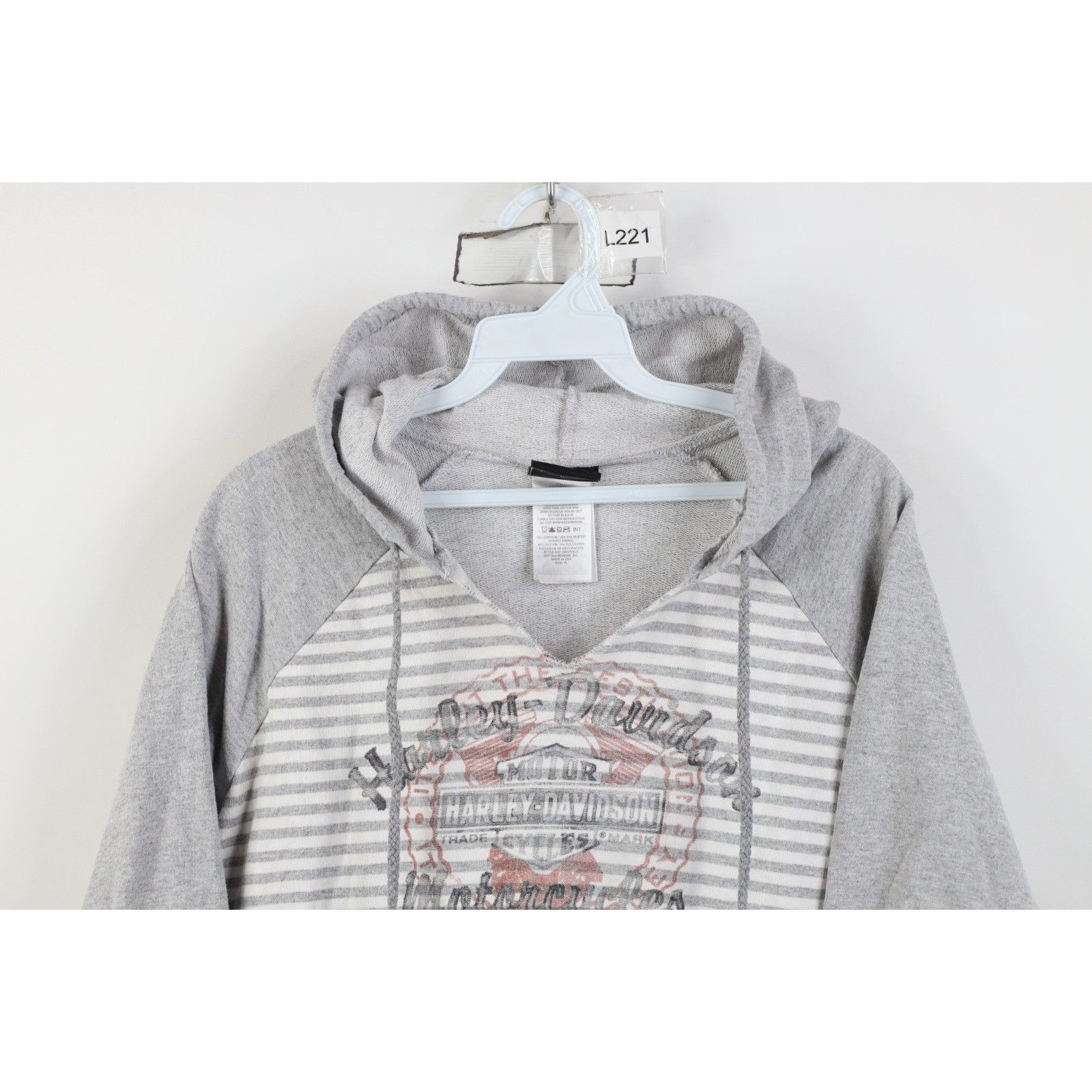 Harley Davidson Vintage Y2K Harley Davidson Striped French Terry Hoodie Size XL / US 12-14 / IT 48-50 - 2 Thumbnail