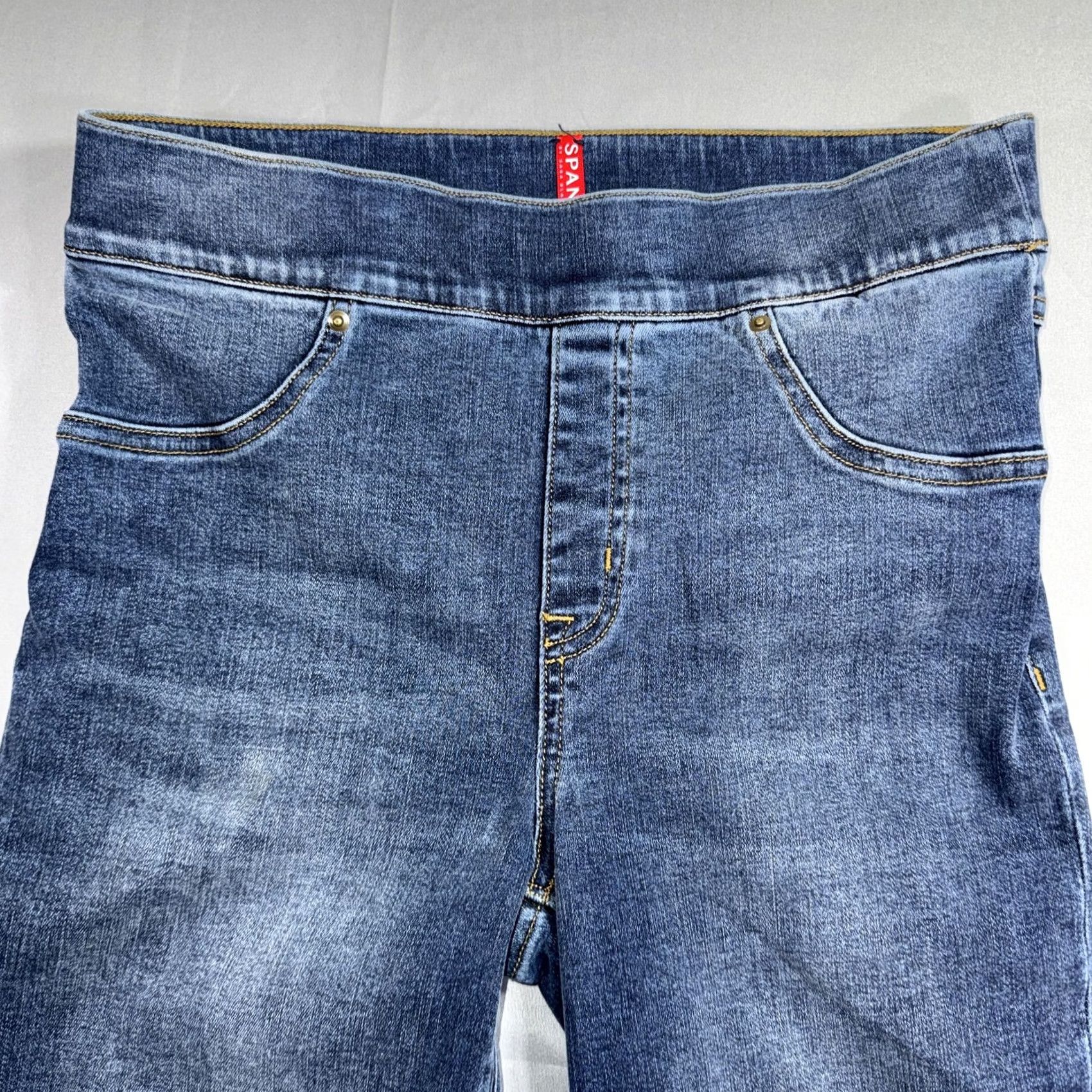 Spanx Spanx Jeans Womens M Blue Pull On Jeggings Skinny Raw Hem Distressed Denim Size 32" / US 10 / IT 46 - 3 Thumbnail