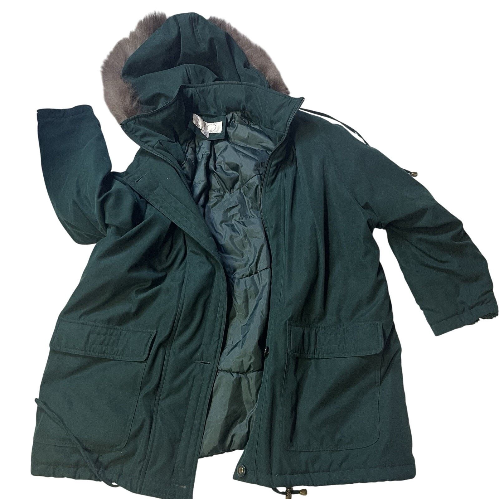 Other CBO New York Parka hooded Faux Fur Green Jacket Coat 2XL Size XXL / US 16-18 / IT 52-54 - 1 Thumbnail