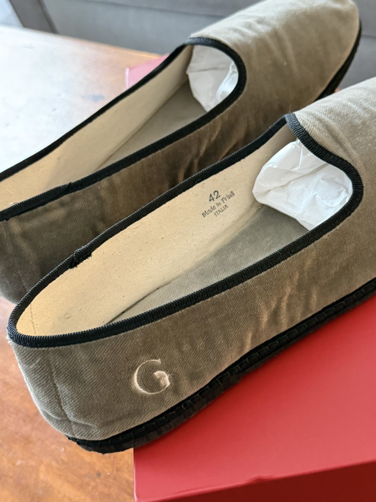 Other Gondoliera Venezia Furlane Slippers Grey Velvet Size US 9 / EU 42 - 6 Thumbnail
