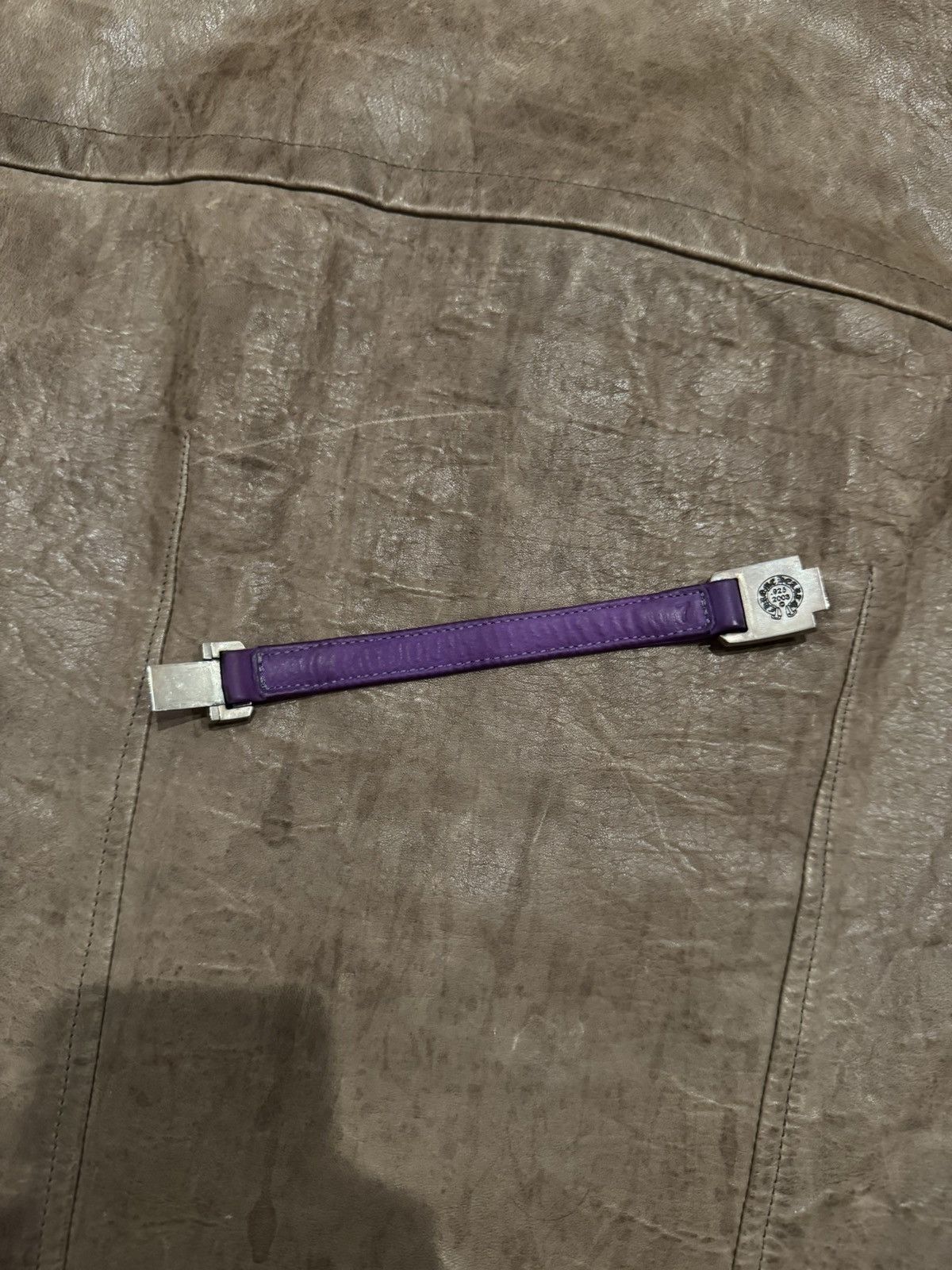 Chrome Hearts Chrome Hearts Purple Leather Harness Clasp Bracelet Silver Size ONE SIZE - 5 Thumbnail