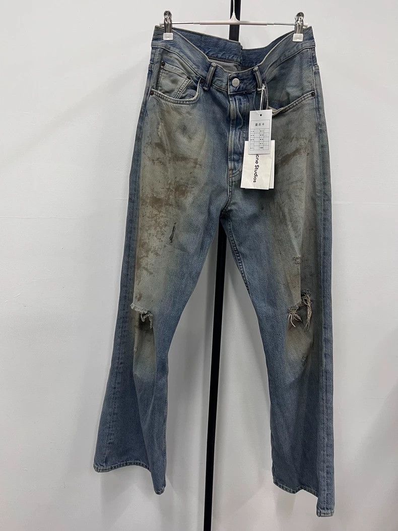 Acne Studios Acne Studios 2021M Blue Mud Ripped Flared Jeans 2504-Nextar Size US 32 / EU 48 - 1 Thumbnail