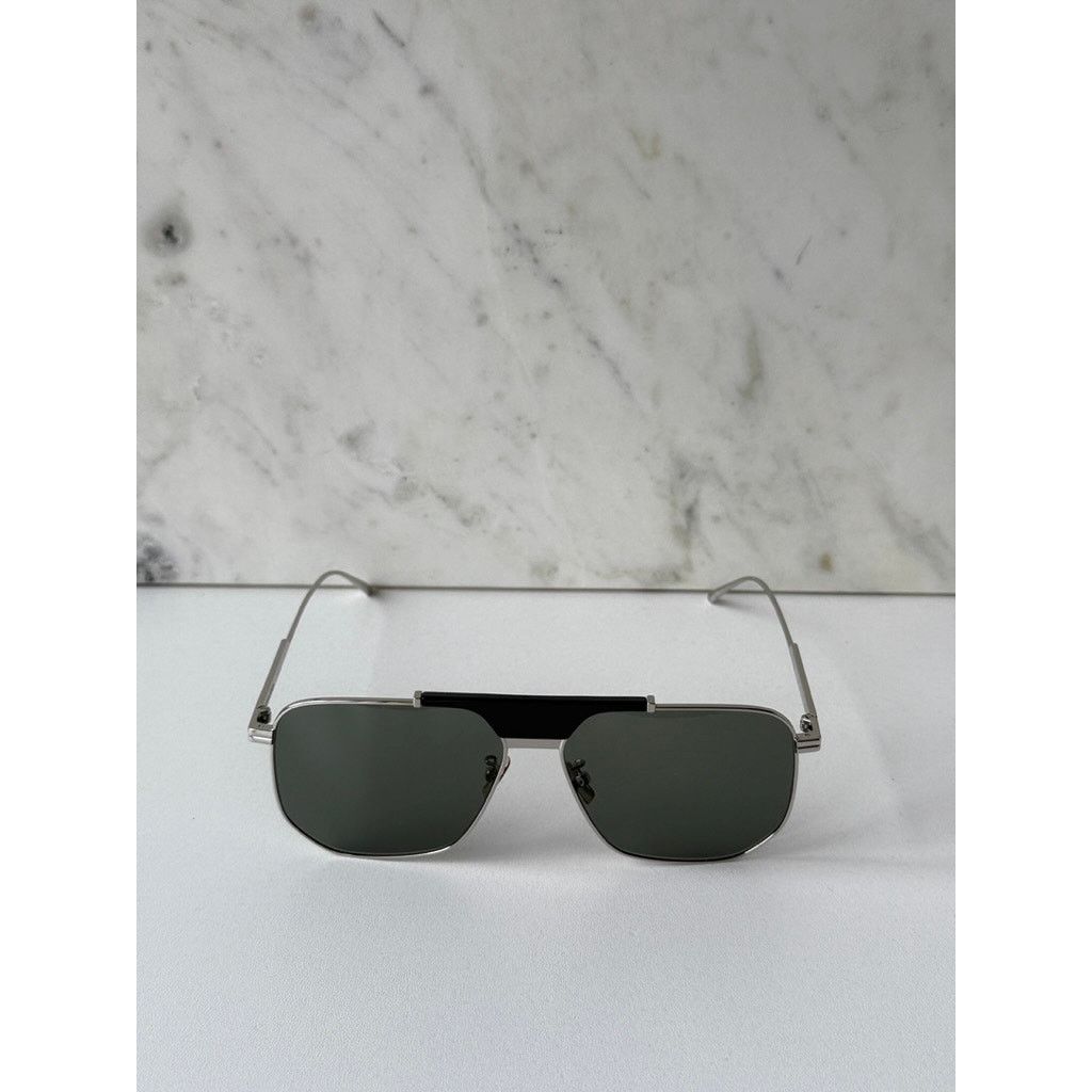NEW Bottega Veneta BV1036S 008 Silver Aviator Sunglasses