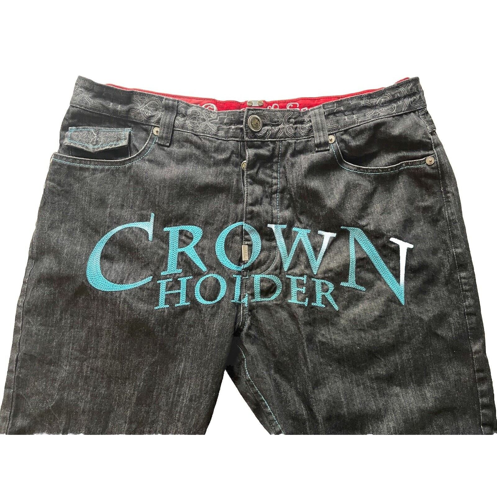 Other Vintage Crown Holder Y2K Baggy Jeans Embroidered 40/34 Size US 40 / EU 56 - 2 Thumbnail