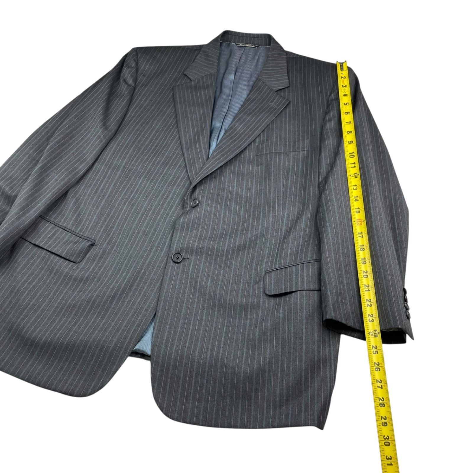 Jack Victor Jack Victor Men's Powell 100% Wool 2-Button Suit Gray Stripe Size 48R - 13 Thumbnail