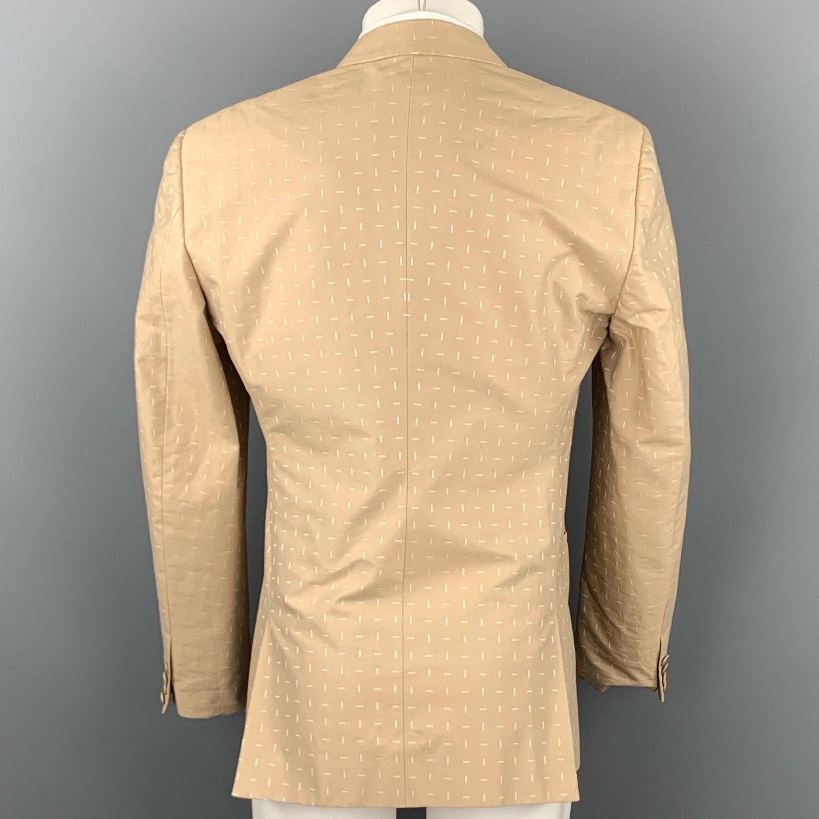 Calvin Klein Size 38 Khaki Print Cotton Sport Coat Size 38R - 4 Thumbnail