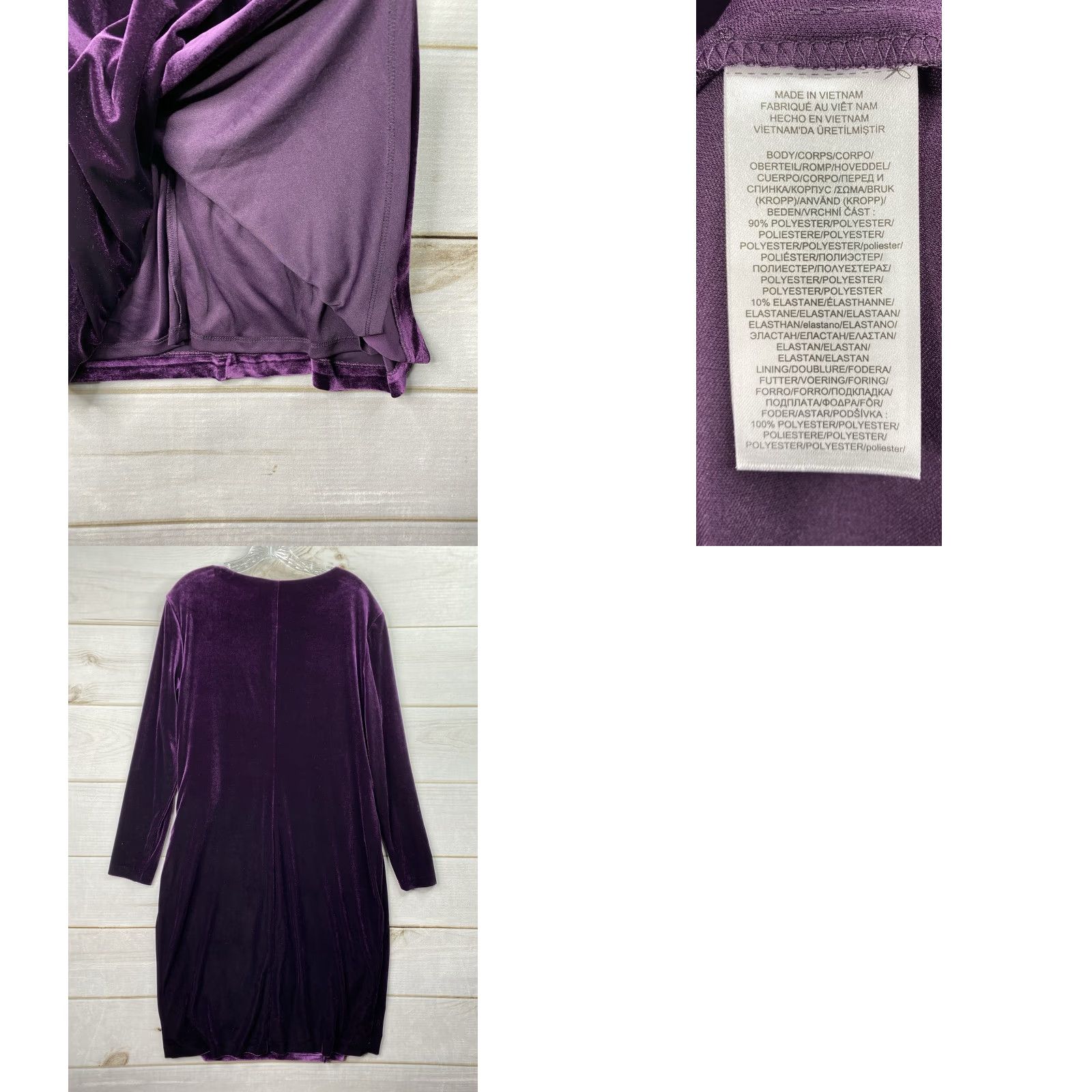Ralph Lauren Lauren Ralph Lauren Dress 18 Purple Velvet Stretch Surplice Long Sleeve NWT Size XXL / US 16-18 / IT 52-54 - 8 Thumbnail