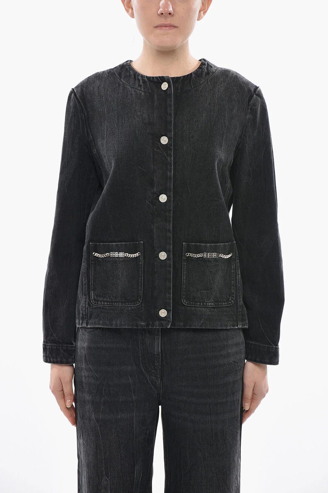 Givenchy og1mm0326 Stone-Washed Denim Jacket in Black Size XS / US 0-2 / IT 36-38 - 1 Thumbnail