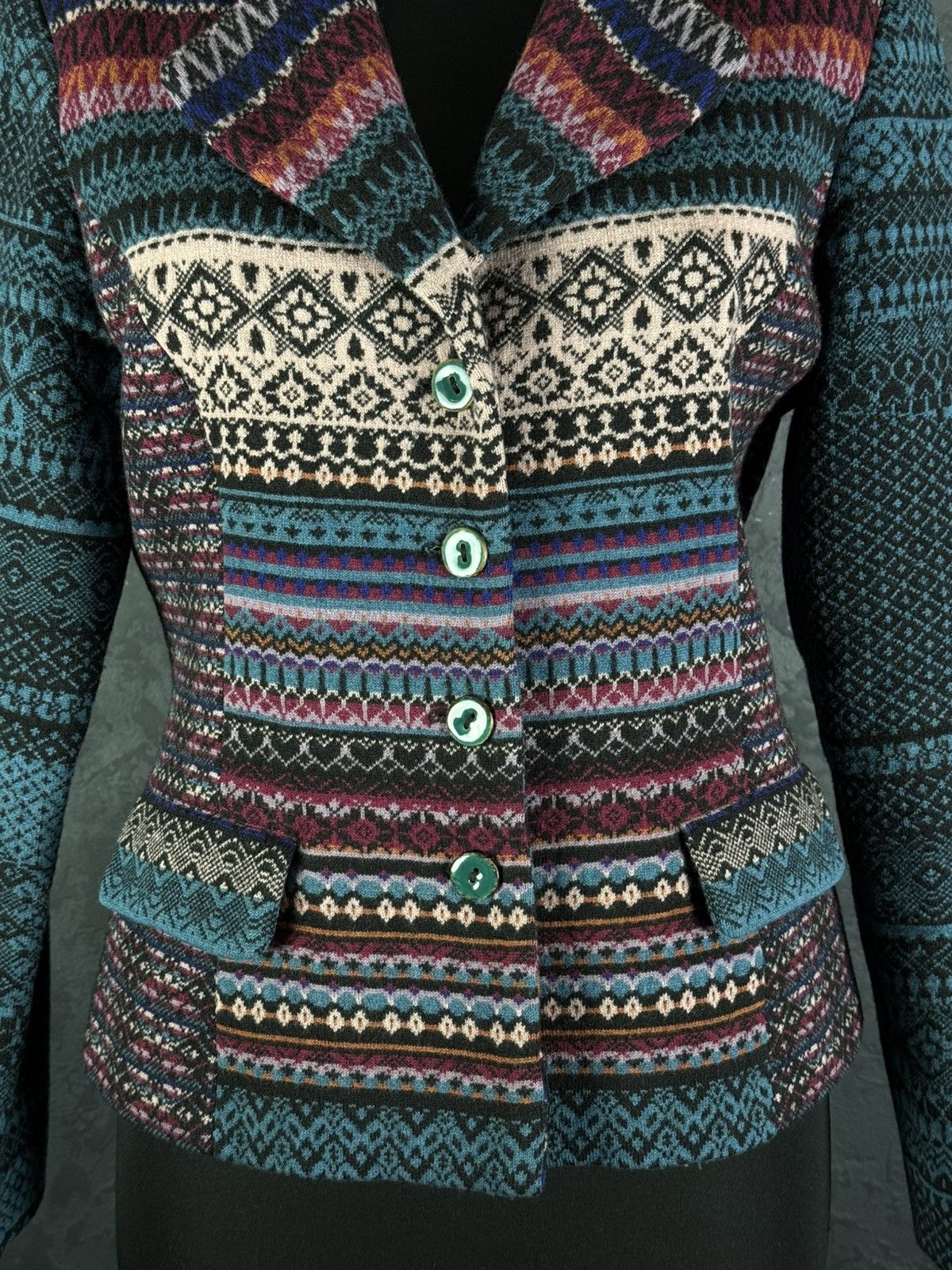 Other Vintage IVKO Woman Wool Ornaments Multicolour Blazer Jacket Size S / US 4 / IT 40 - 3 Thumbnail