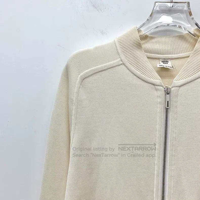 Hermes Hermes Off-white Geometric Print Silk Mixed Stand Collar Z Size XS / US 0-2 / IT 36-38 - 3 Thumbnail